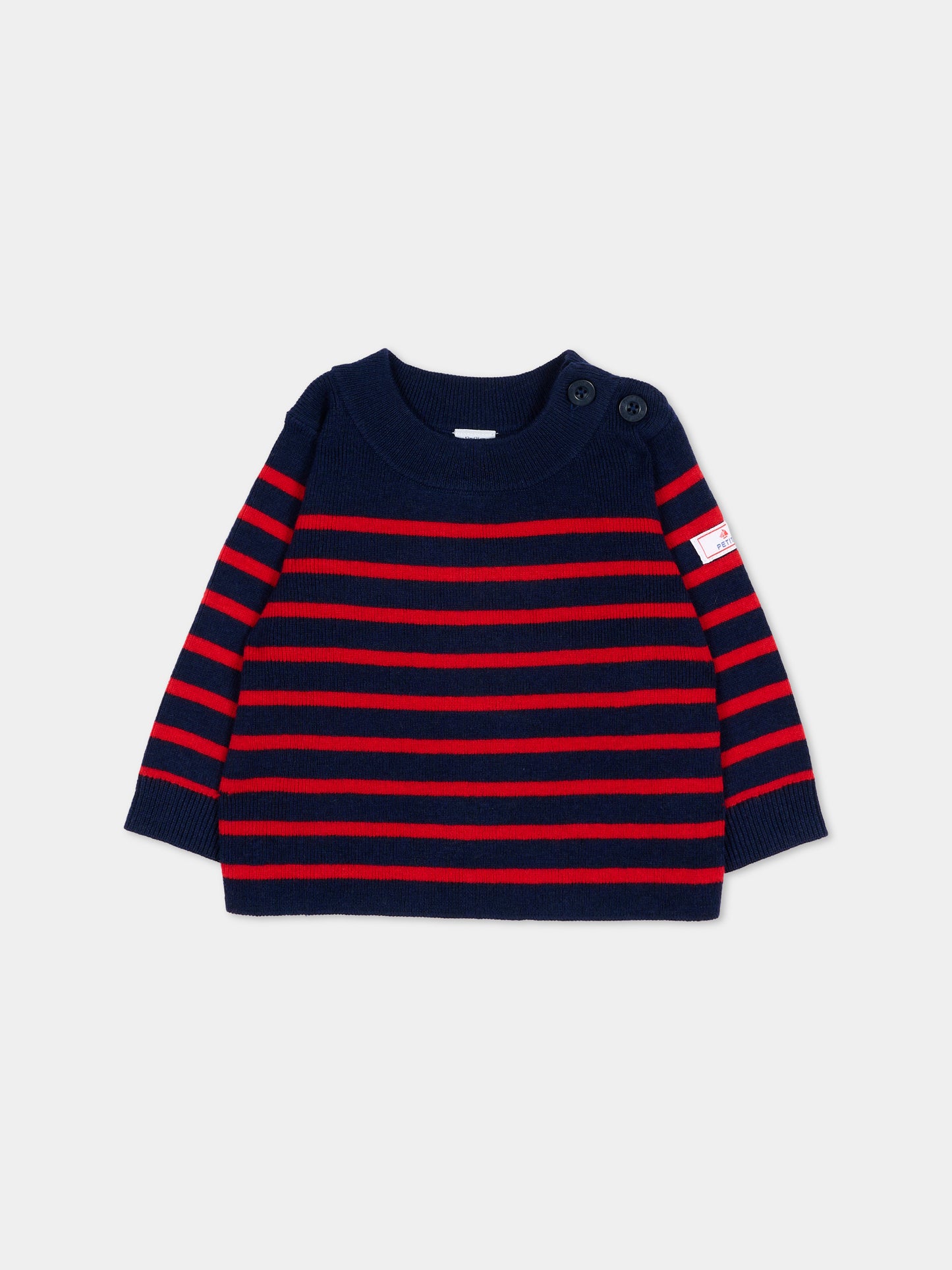 Maglione blu per neonato a righe,Petit Bateau,A0GBS 01