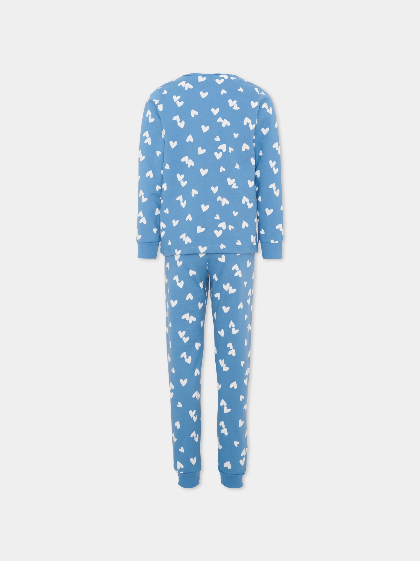 Pigiama celeste per bambina con cuori,Petit Bateau,A0GCC 01
