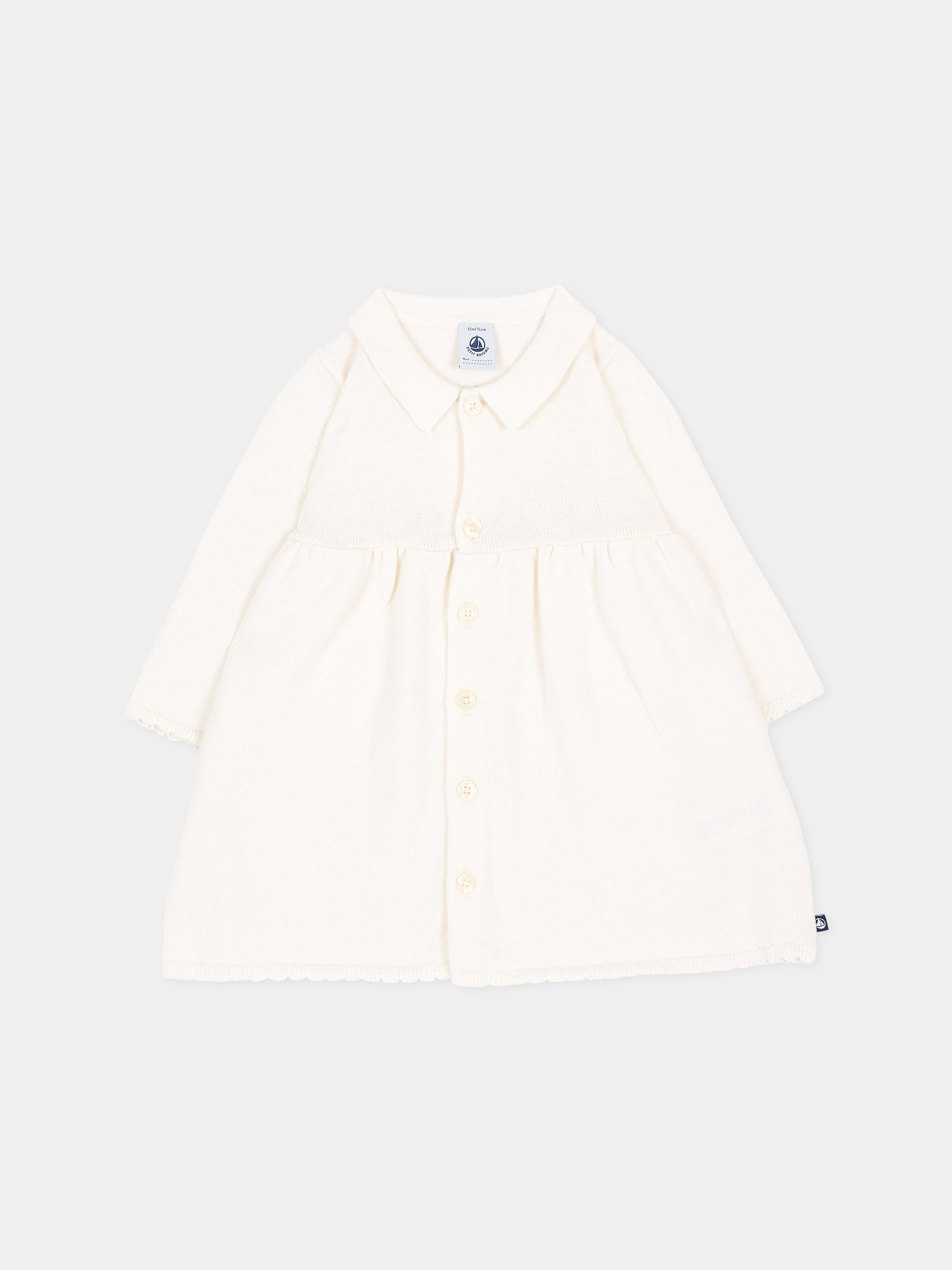 Vestito avorio per neonata,Petit Bateau,A0GIO 01