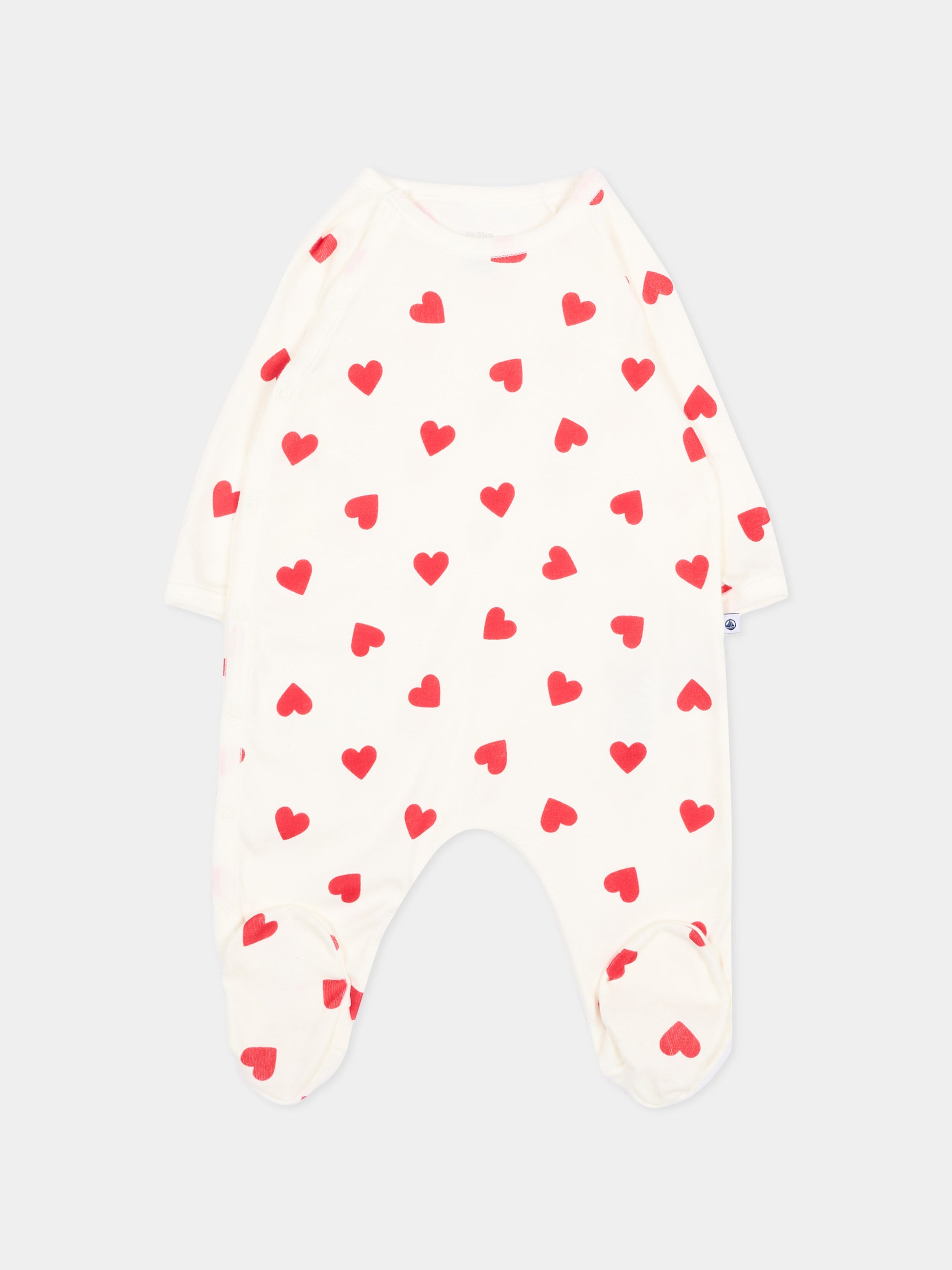 Set tutine avorio per neonata con cuori,Petit Bateau,A0FF9 00
