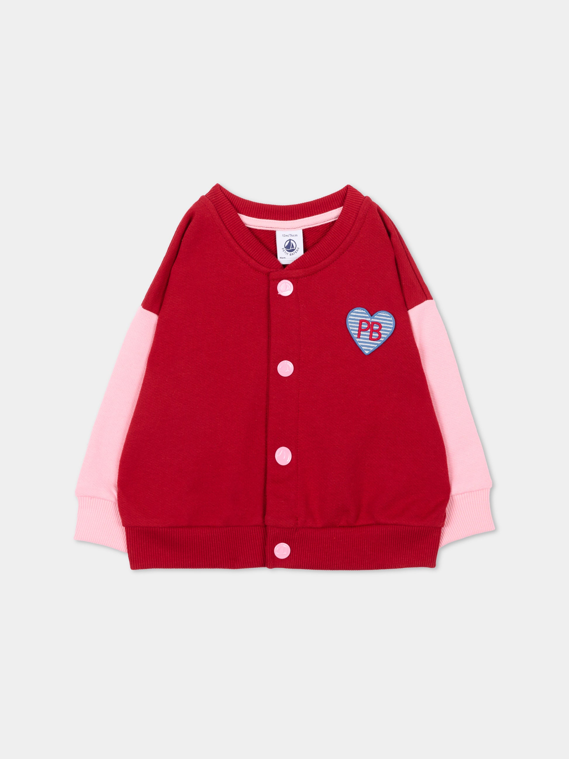 Bomber rosso per neonata con cuore con logo,Petit Bateau,A0GHX 01