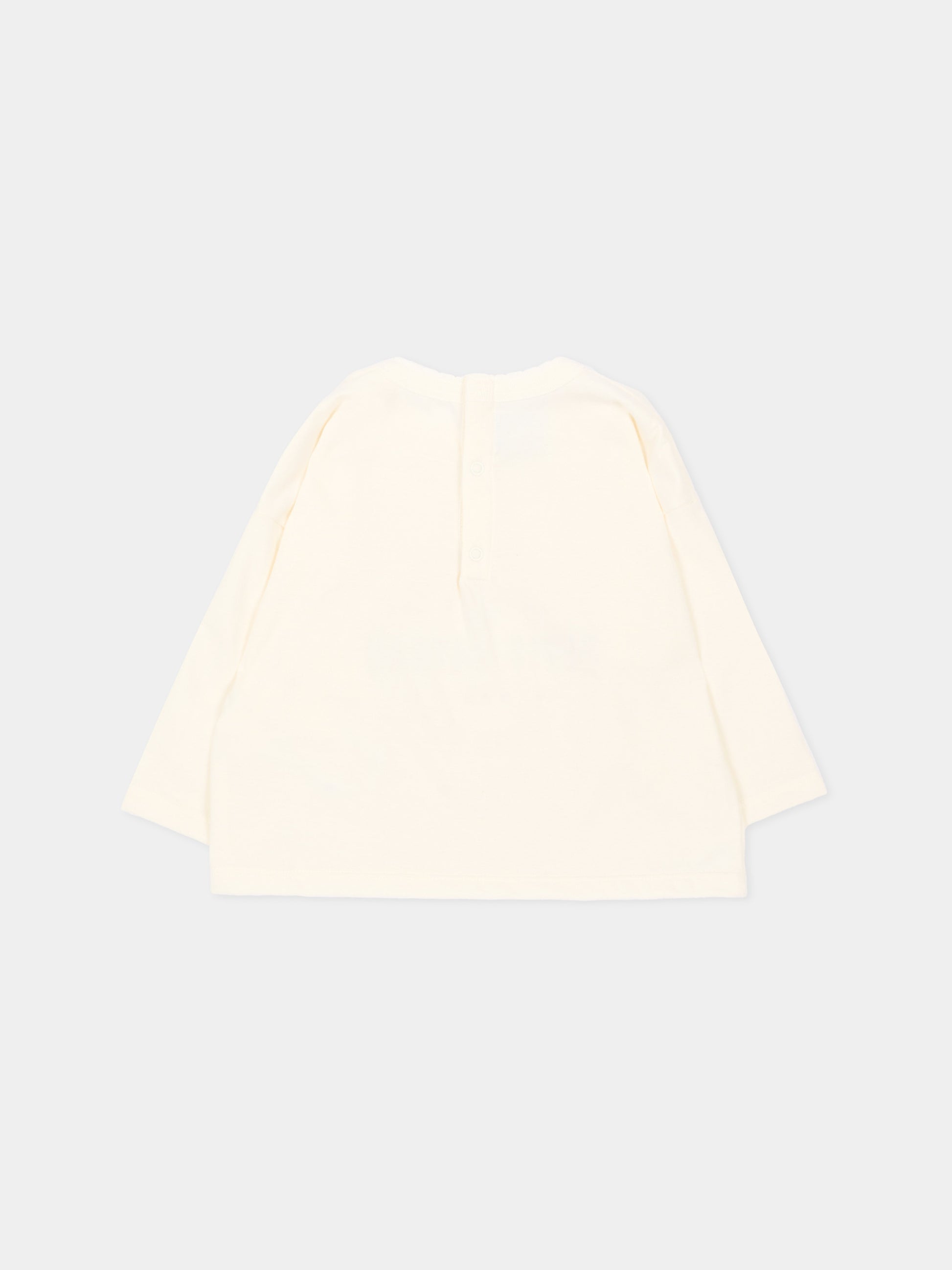 T-Shirt avorio per neonata con logo,Petit Bateau,A0H0K 01