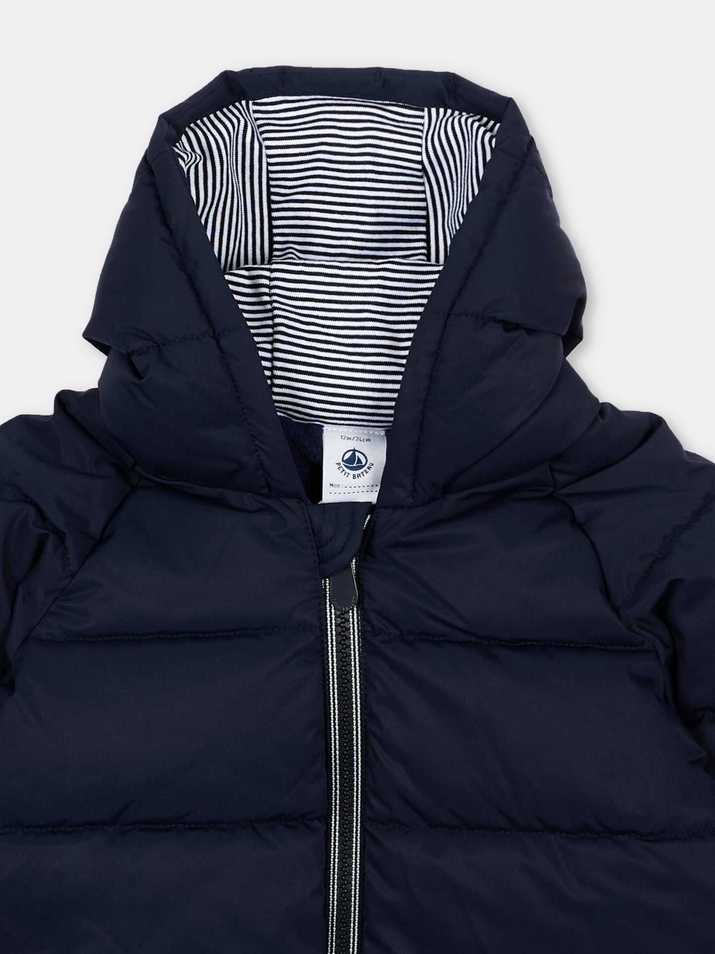 Piumino blu per neonato con logo,Petit Bateau,A0EAC 09