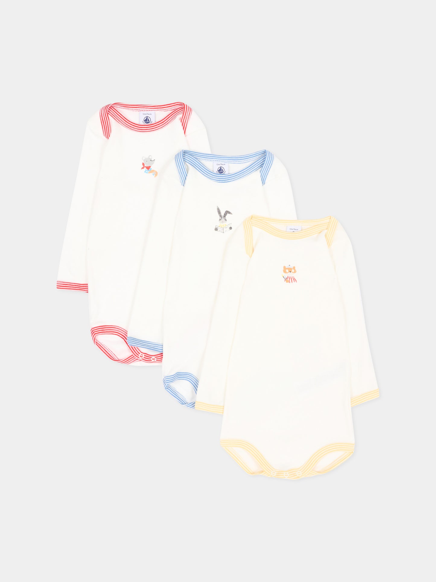 Body avorio per neonati con animali,Petit Bateau,A0GYR 00