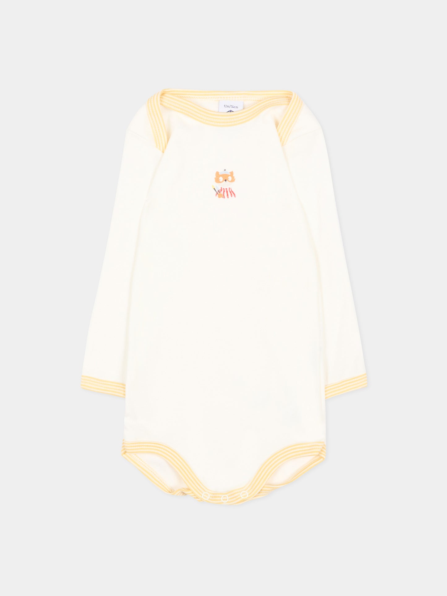 Body avorio per neonati con animali,Petit Bateau,A0GYR 00