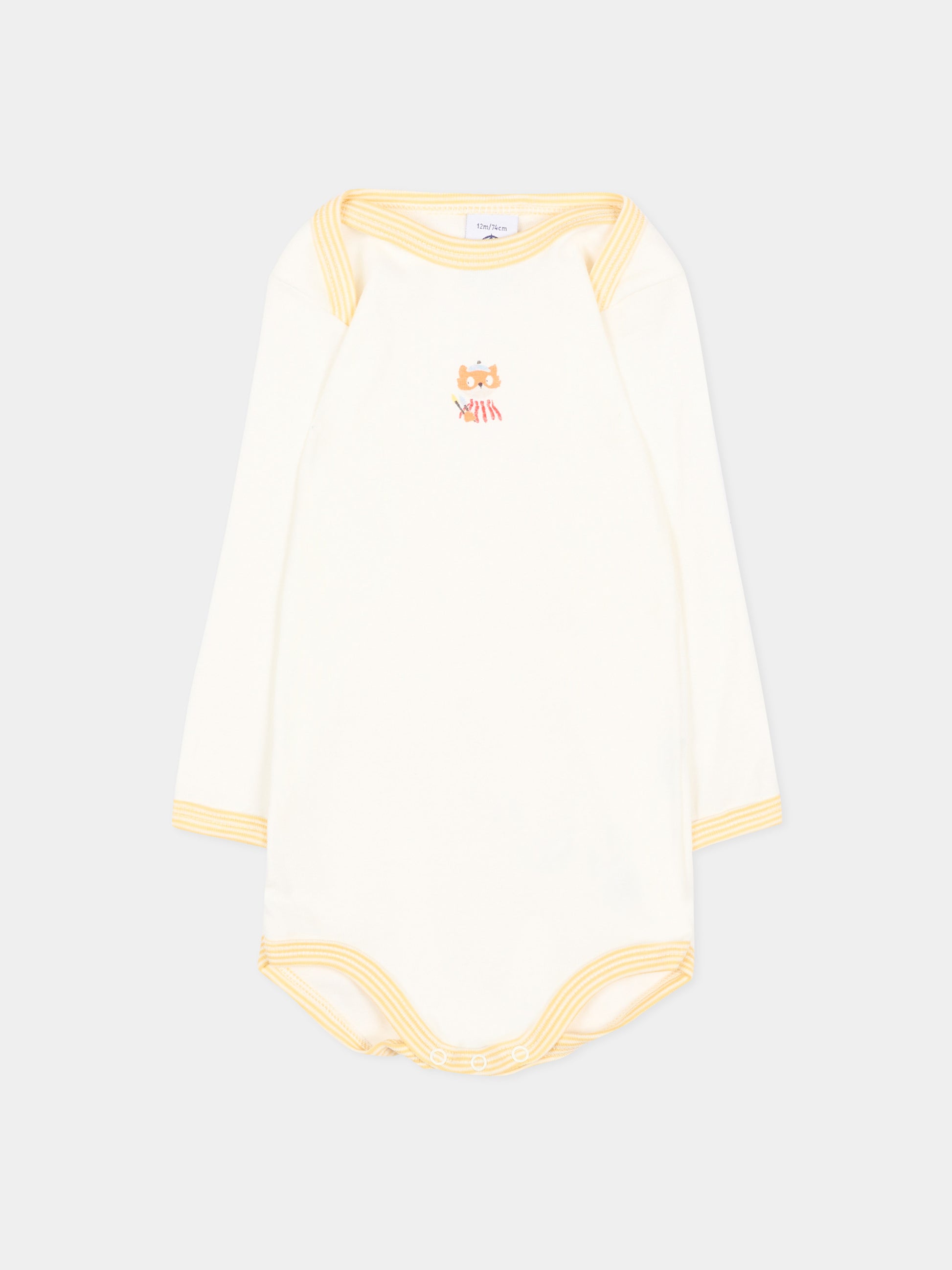 Body avorio per neonati con animali,Petit Bateau,A0GYR 00