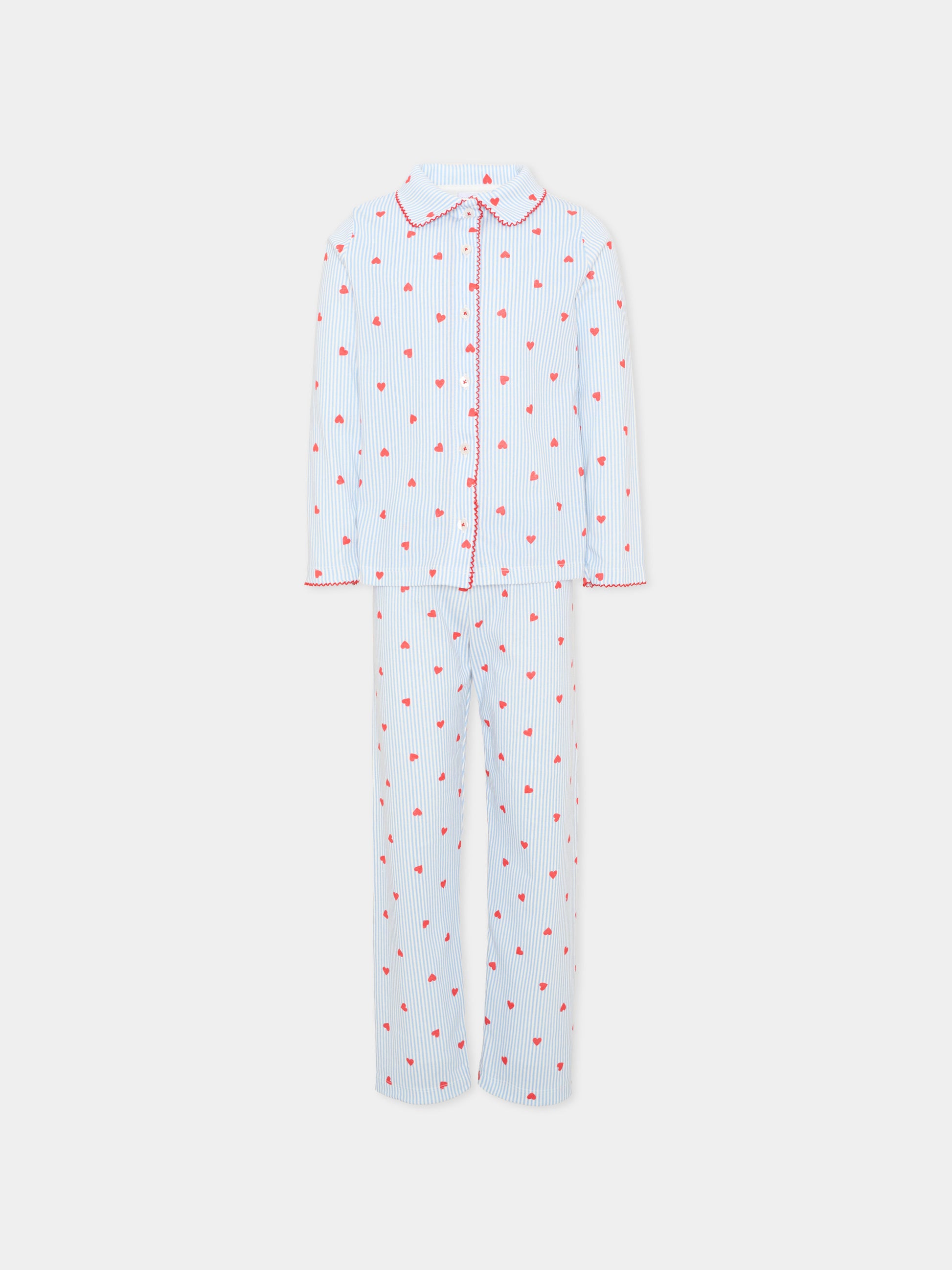 Pigiama multicolor per bambina con cuori,Petit Bateau,A0GAL 01