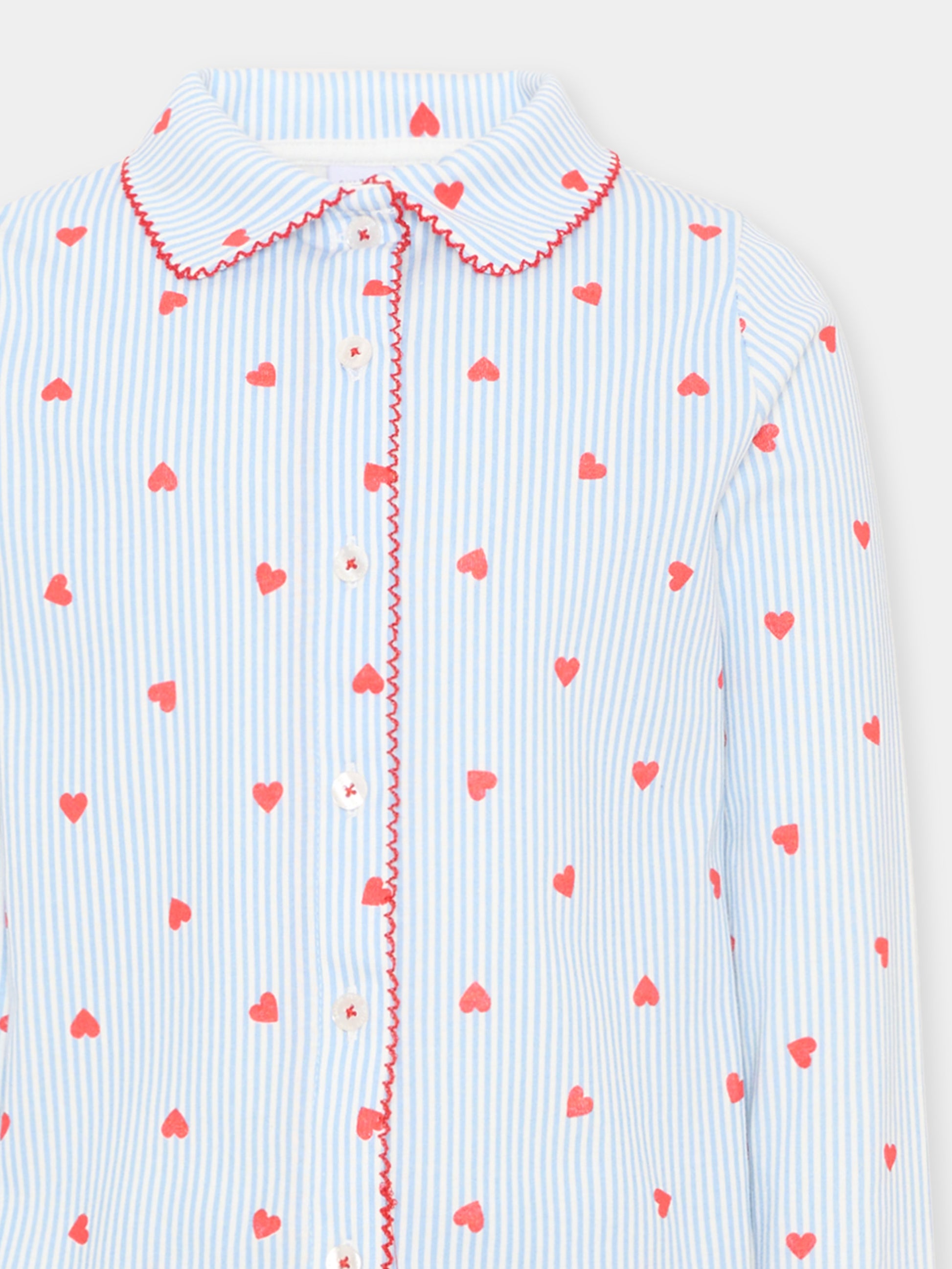 Pigiama multicolor per bambina con cuori,Petit Bateau,A0GAL 01