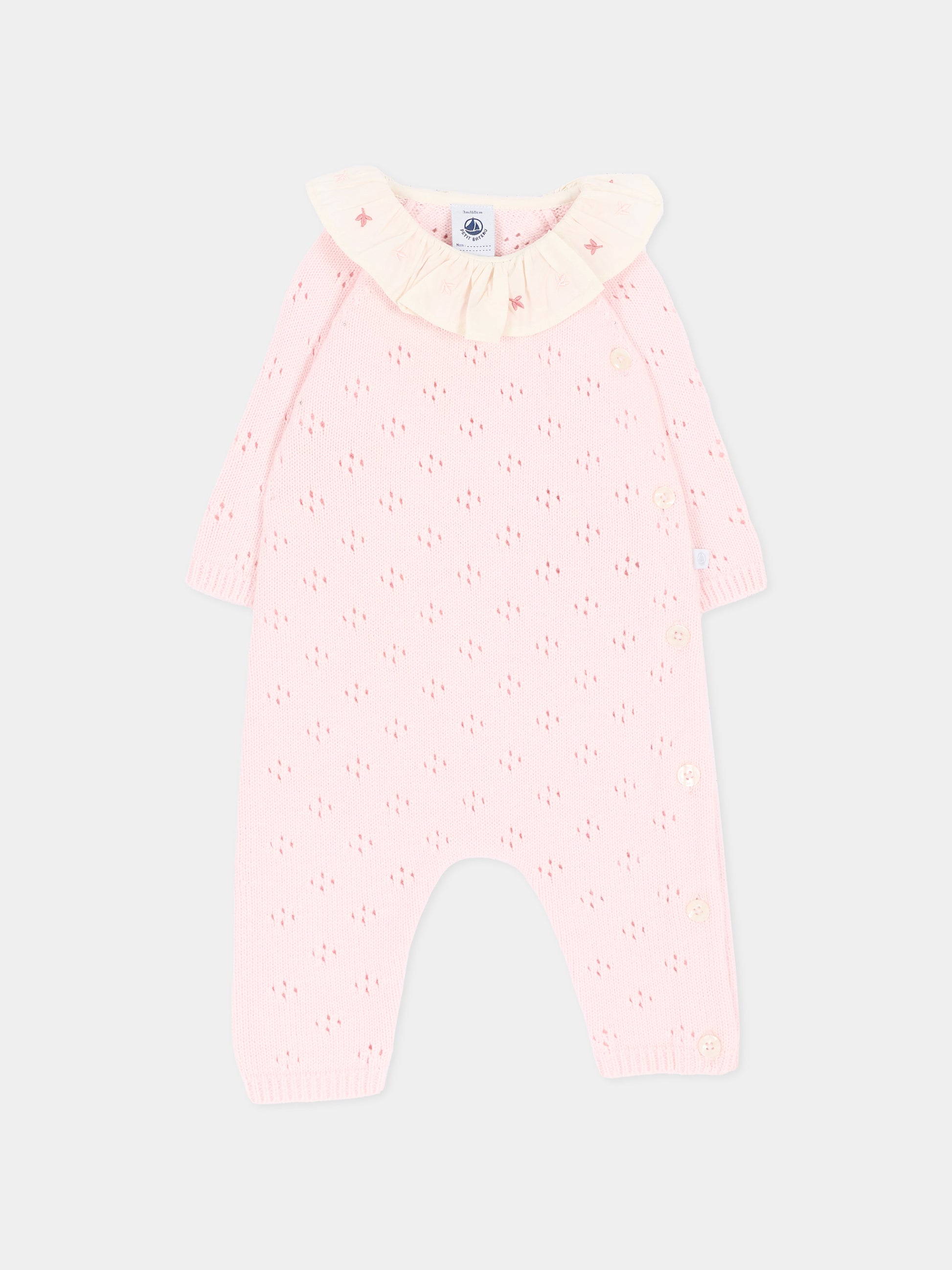Tutina rosa per neonata con ricami,Petit Bateau,A0GCQ 01