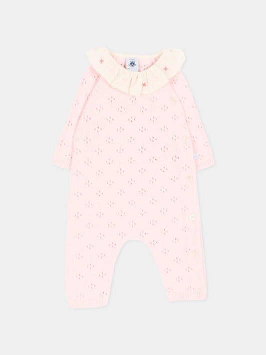 Tutina rosa per neonata con ricami,Petit Bateau,A0GCQ 01
