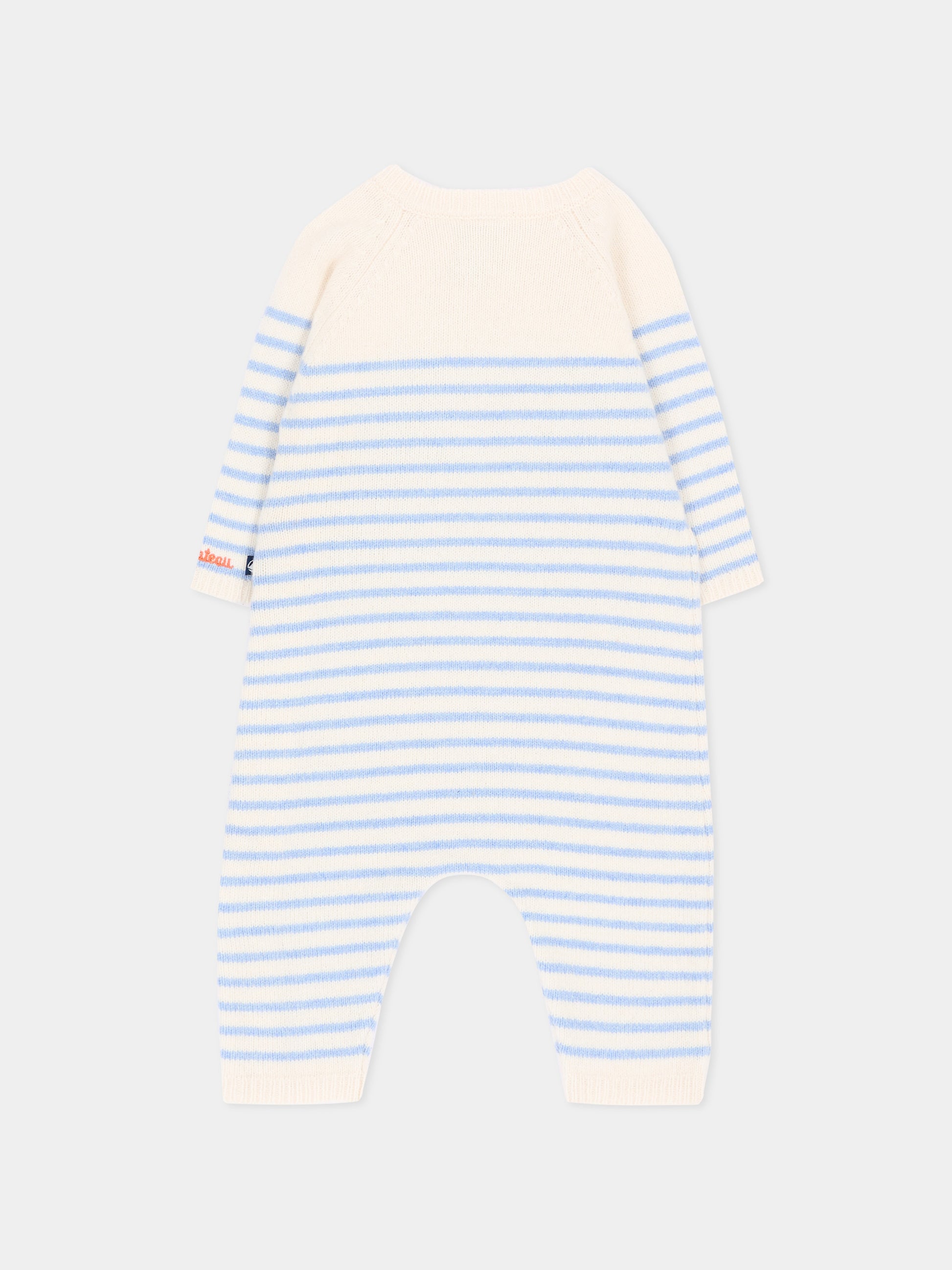 Tutina avorio per neonato a righe,Petit Bateau,A0GJ2 01