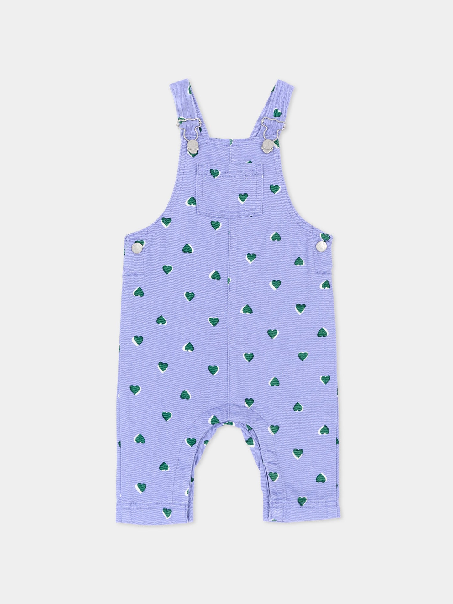 Salopette lilla per neonata con cuori,Petit Bateau,A0GPA 01