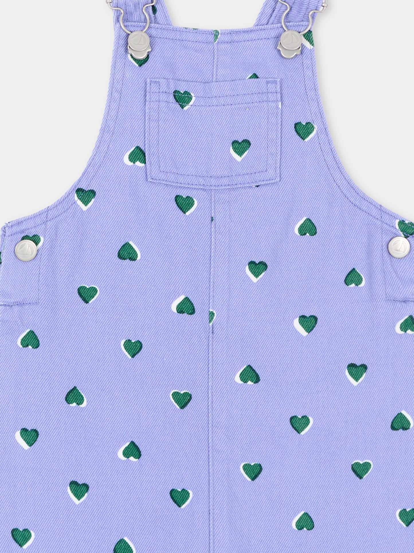Salopette lilla per neonata con cuori,Petit Bateau,A0GPA 01