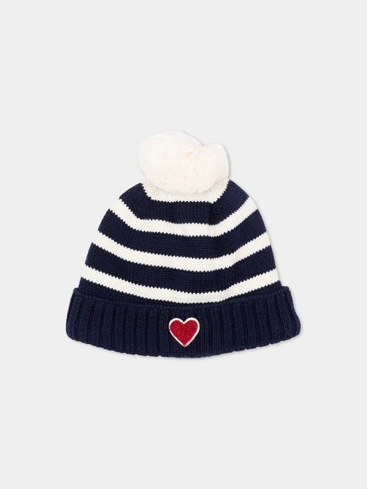 Berretto blu per neonata a righe,Petit Bateau,A0GJC 03