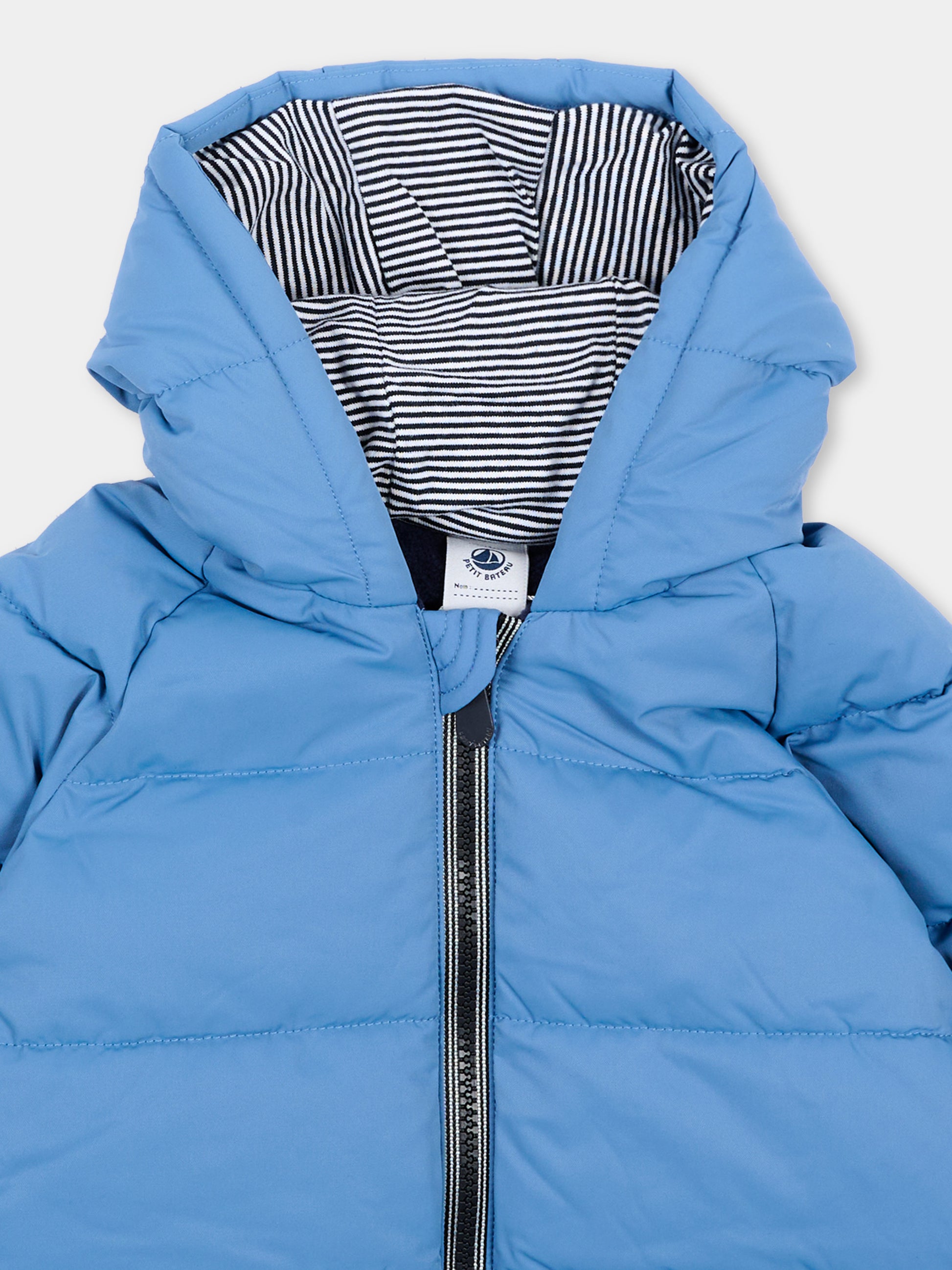 Piumini azzurro per neonato con patch logo,Petit Bateau,A0GS1 06