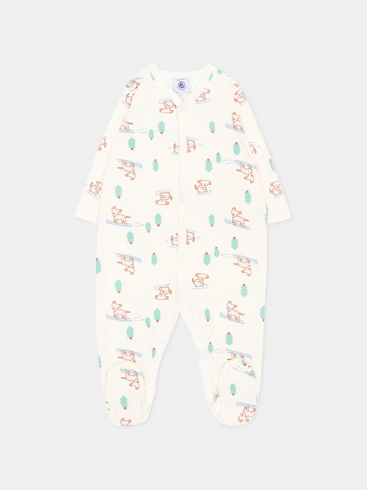 Tutina avorio per neonata stampata,Petit Bateau,A0GKI 01
