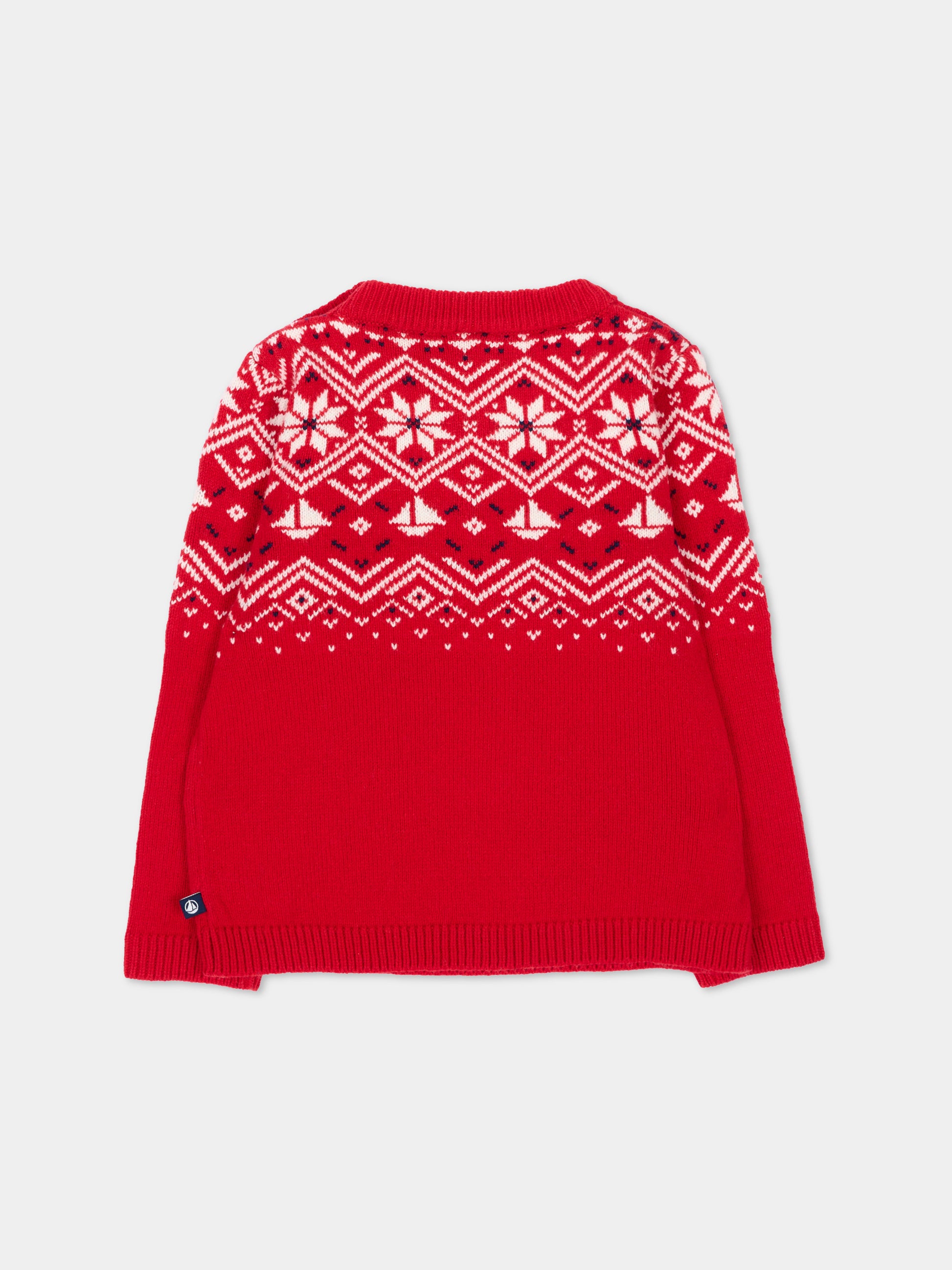 Maglione rosso per neonato jacquard,Petit Bateau,A0GBV 05
