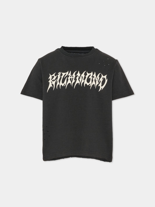 T-shirt a manica corta nera per bambino con logo,Richmond,RBA26053TS BLACK BLACK
