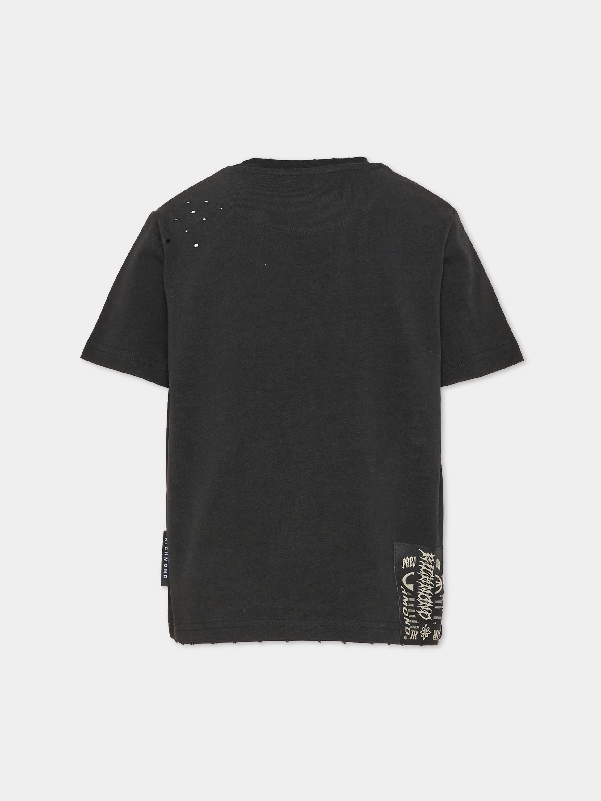 T-shirt a manica corta nera per bambino con logo,Richmond,RBA26053TS BLACK BLACK