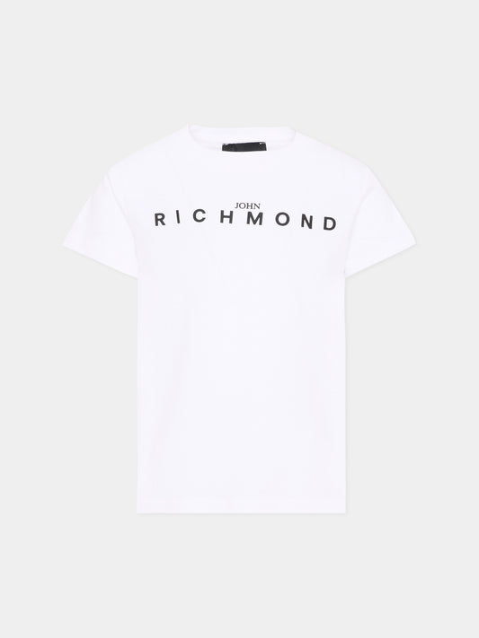 T-shirt bianca per bambini con logo,Richmond,RBA26009TS WHITE WHITE