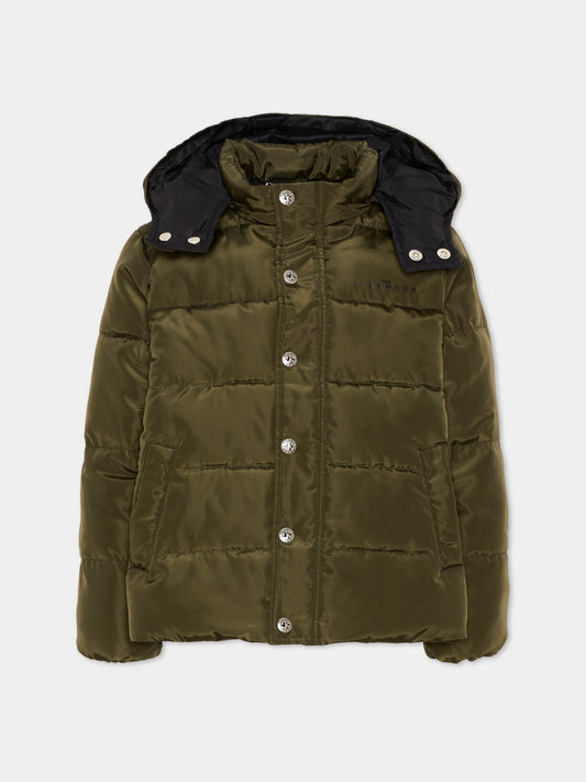Piumino verde per bambino con logo,Richmond,RBA26174PI OLIVE/BLK OLIVE