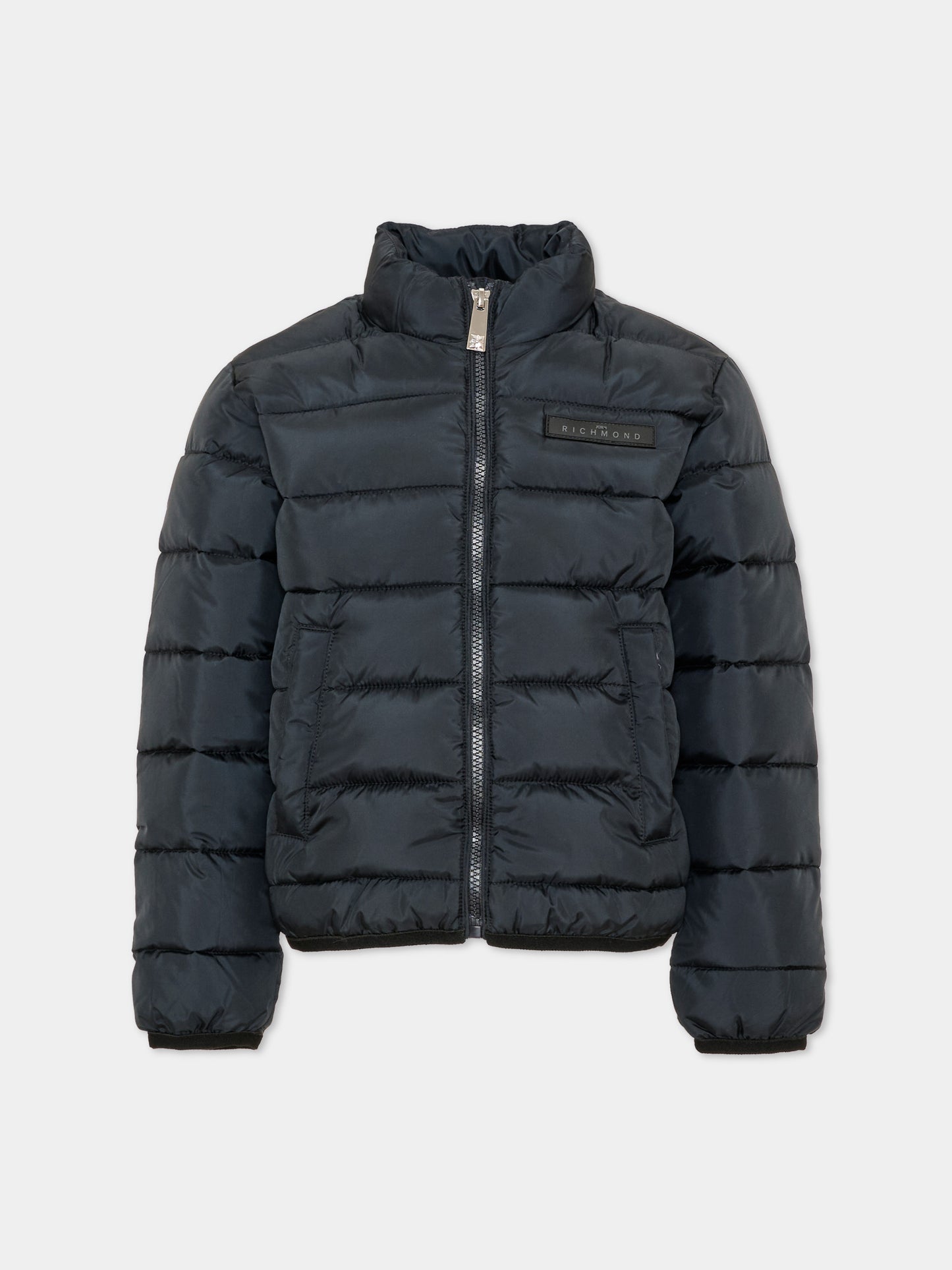 Piumino nero per bambino con logo,Richmond,RBA26014PI BLACK/GREY BLACK