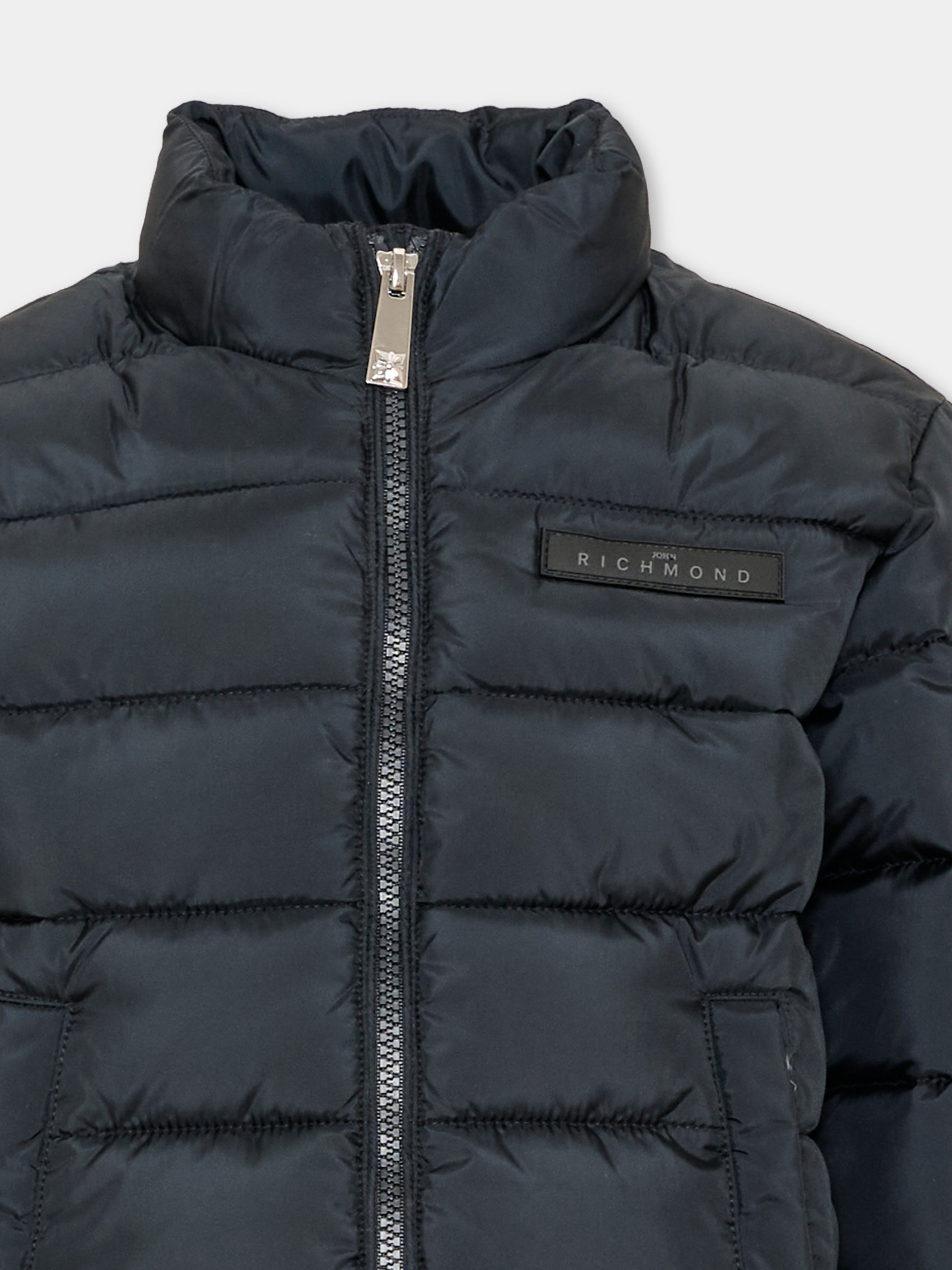 Piumino nero per bambino con logo,Richmond,RBA26014PI BLACK/GREY BLACK