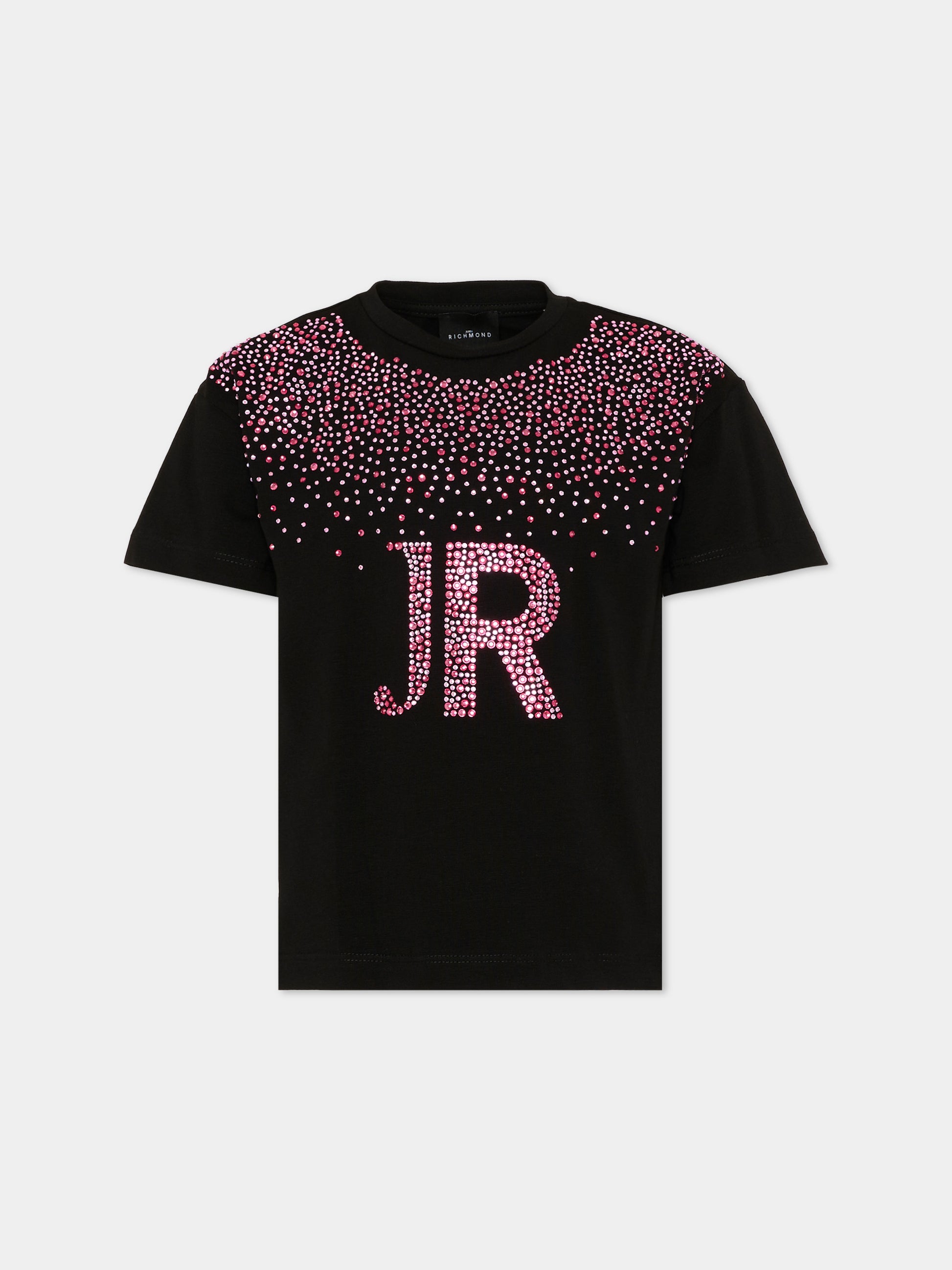 T-shirt nera per bambina con logo,Richmond,RGA26077TS BLACK BLACK