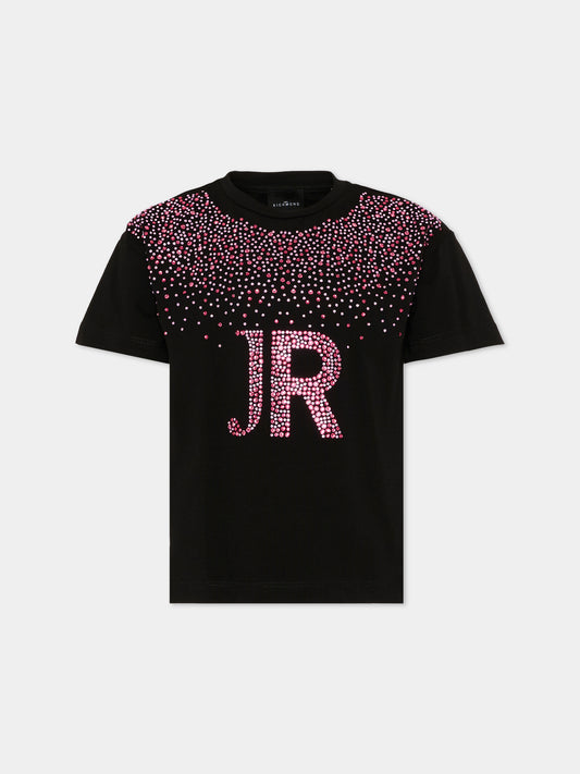 T-shirt nera per bambina con logo,Richmond,RGA26077TS BLACK BLACK