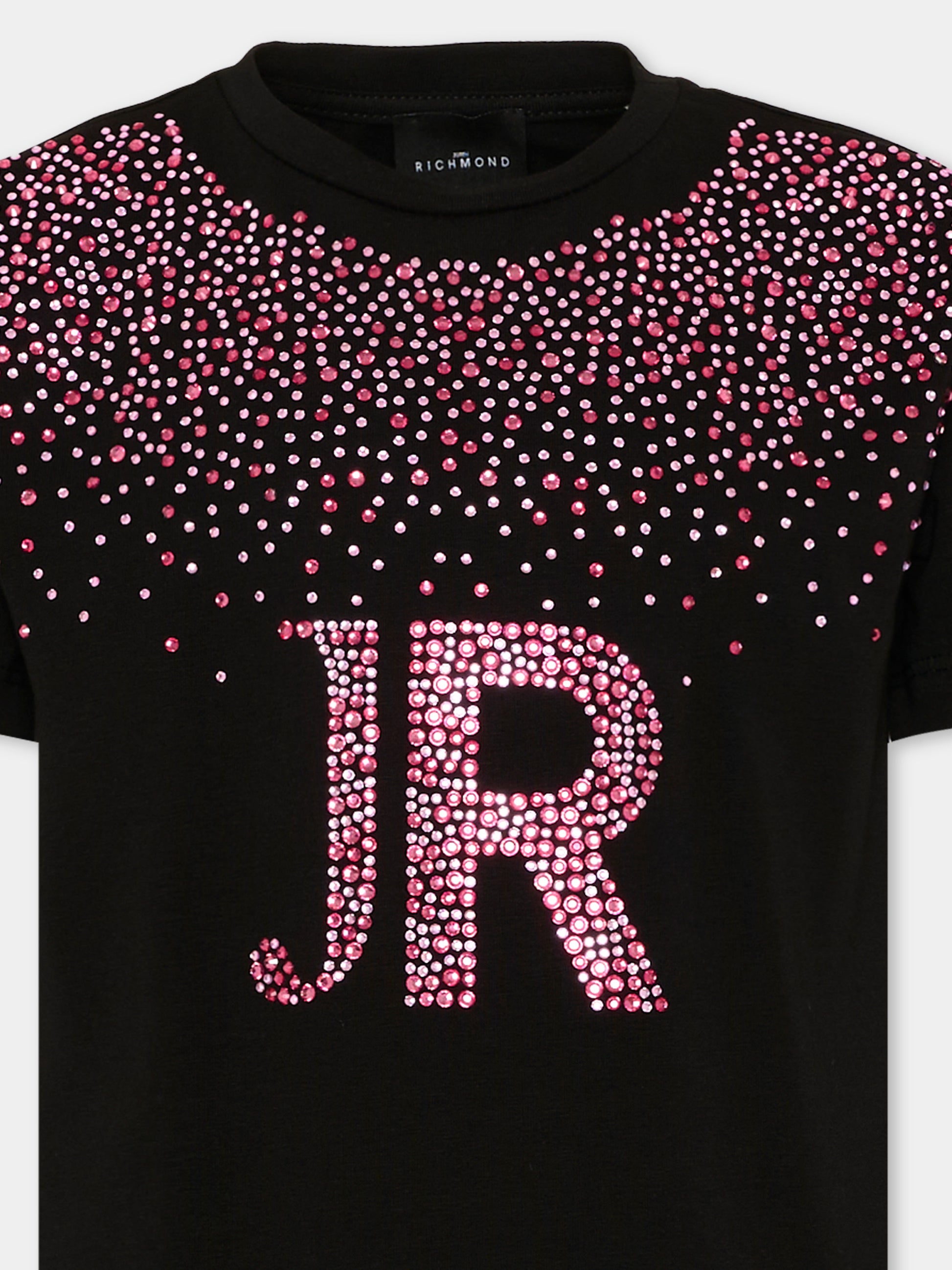 T-shirt nera per bambina con logo,Richmond,RGA26077TS BLACK BLACK