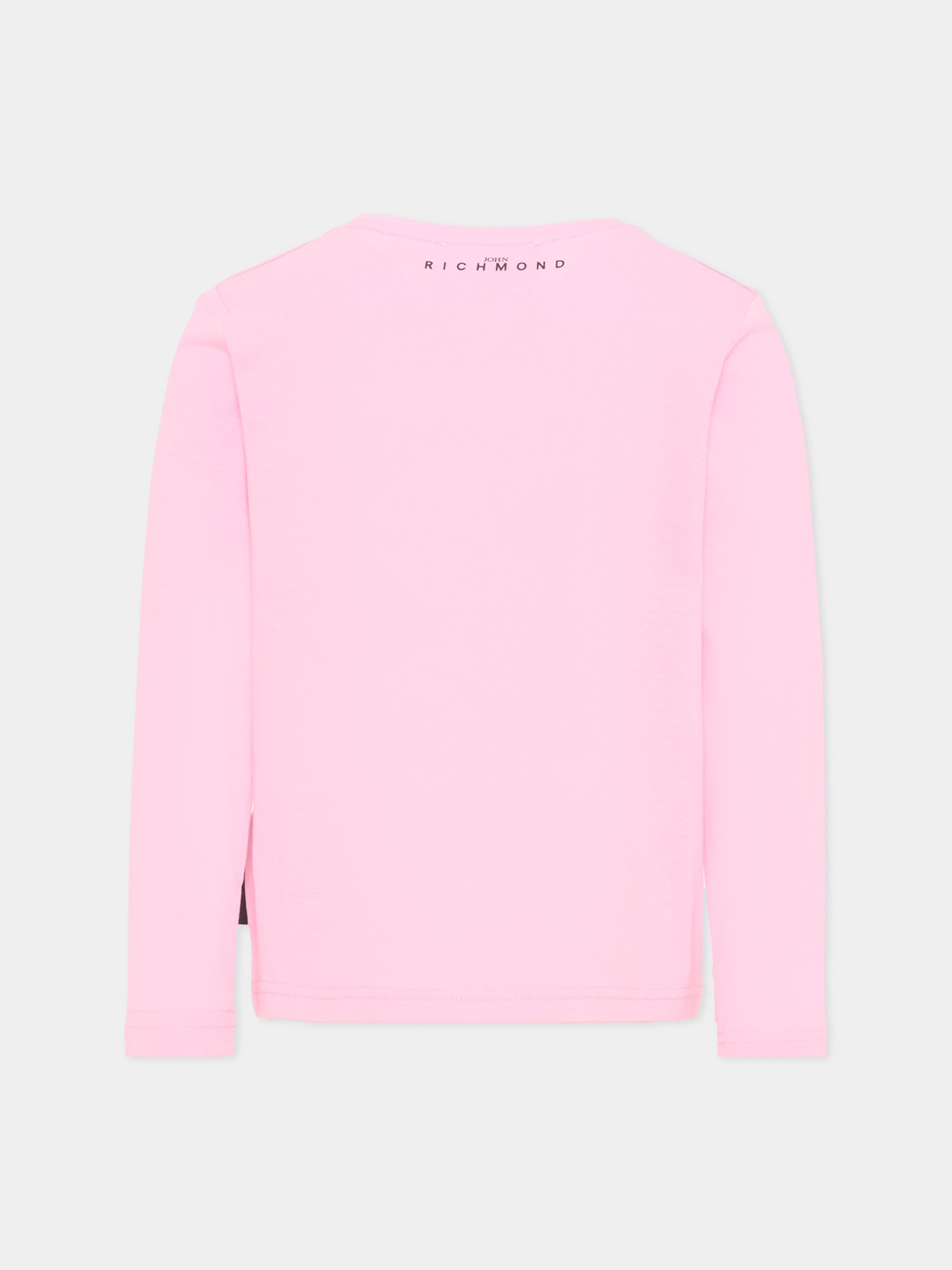 T-Shirt rosa per bambina con logo,Richmond,RGA26004TS PINK_BEG. PINK BEGONIA