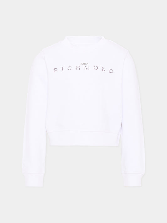 Felpa bianca per bambina con logo,Richmond,RGA26085FE WHITE WHITE