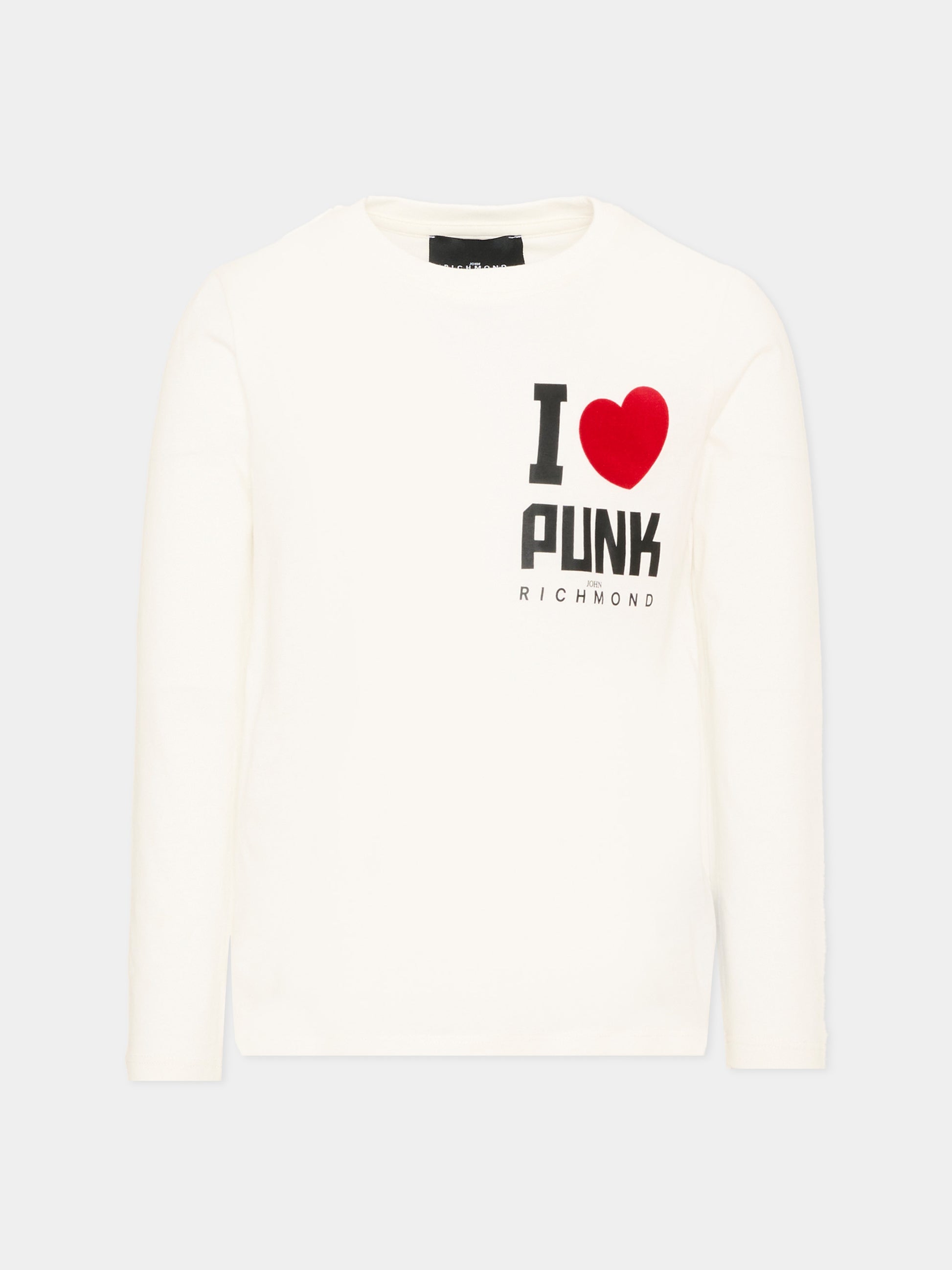 T-shirt a manica lunga avorio per bambina logo,Richmond,RGA26092TS OFF-WHITE OFF-WHITE
