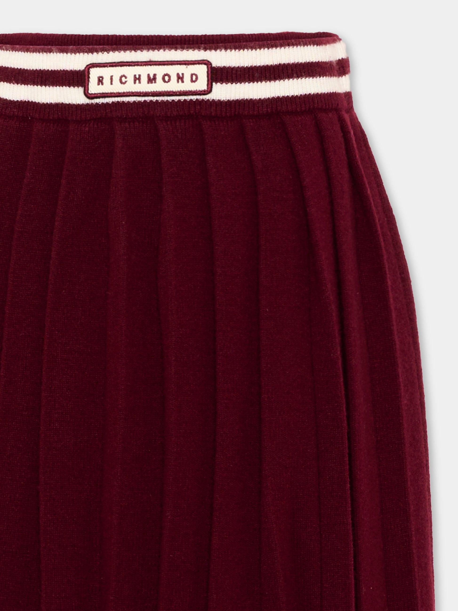Gonna bordeaux per bambina con logo,Richmond,RGA26102GO RED_PL/O-W RED PLUM