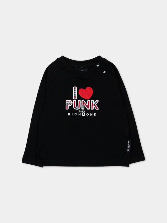 T-shirt nera per neonata con logo,Richmond,RIA26085TS BLACK BLACK