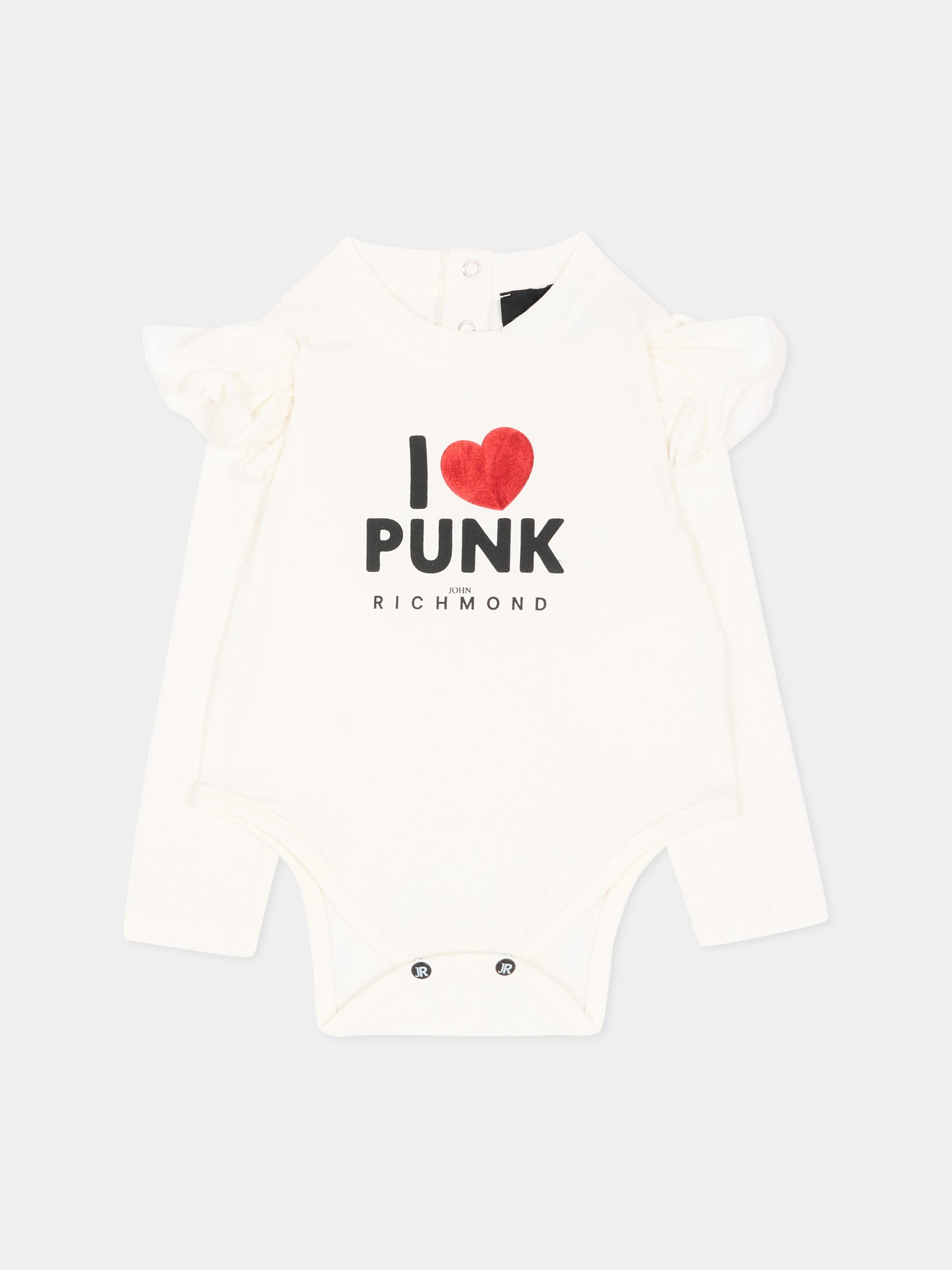 Body avorio per neonata con logo,Richmond,RIA26139BD OFF-WHITE OFF-WHITE