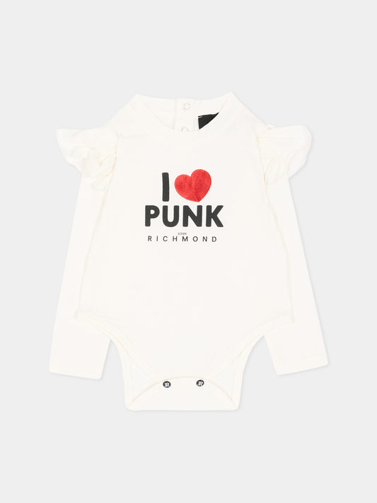 Body avorio per neonata con logo,Richmond,RIA26139BD OFF-WHITE OFF-WHITE