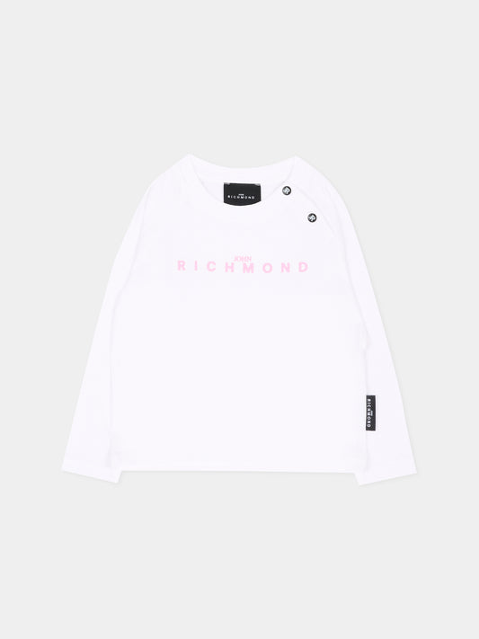 T-shirt a manica lunga bianca per neonata logo,Richmond,RIA26022TS WHITE WHITE