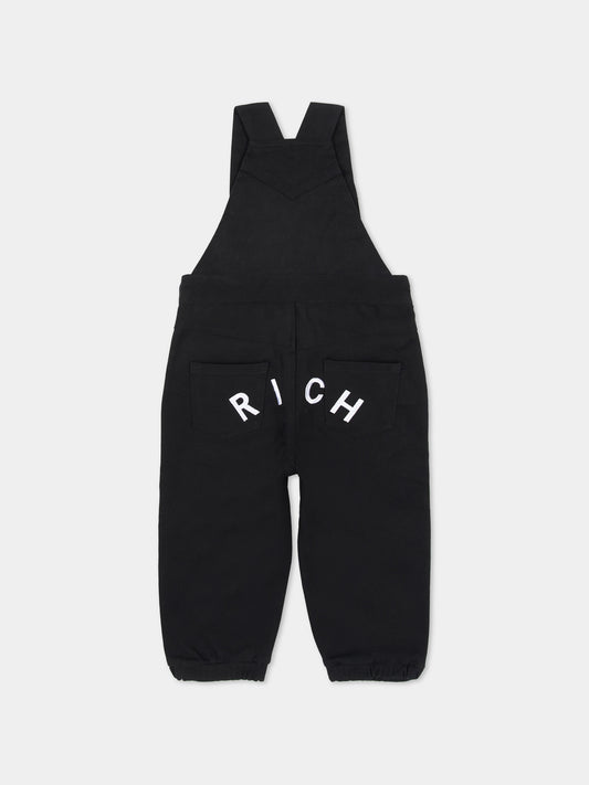 Salopette nera per neonato con logo,Richmond,RIA26117SA BLACK BLACK