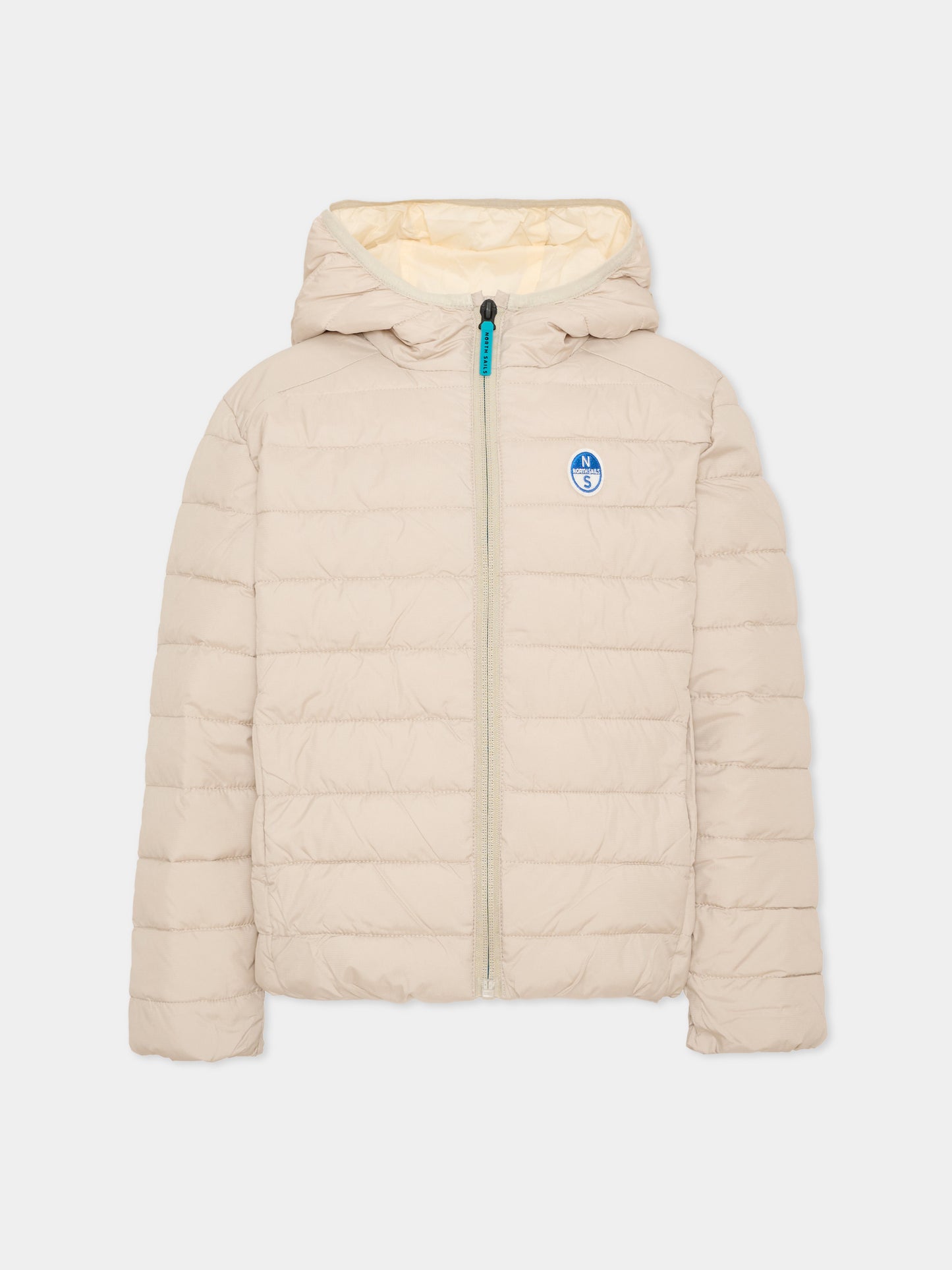 Piumino beige per bambino con cappuccio,North Sails,NBA26072PI WINTER ROPE