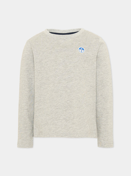 T-shirt a manica lunga grigia per bambino con logo,North Sails,NBA26089TS GREY MEDIUM MELANGE