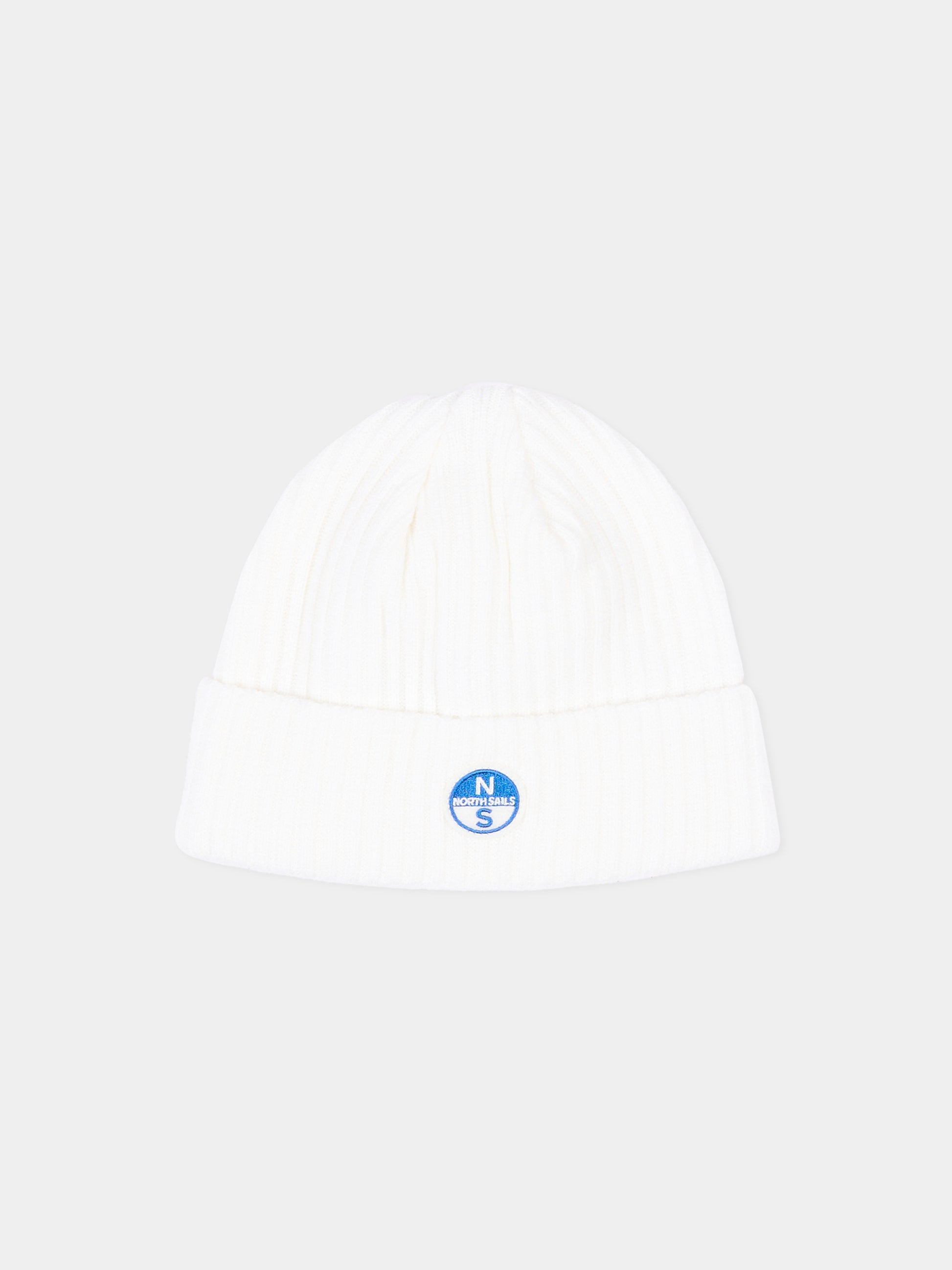 Berretto bianco per bambino con logo,North Sails,NBA26096HA WHITE WINTER