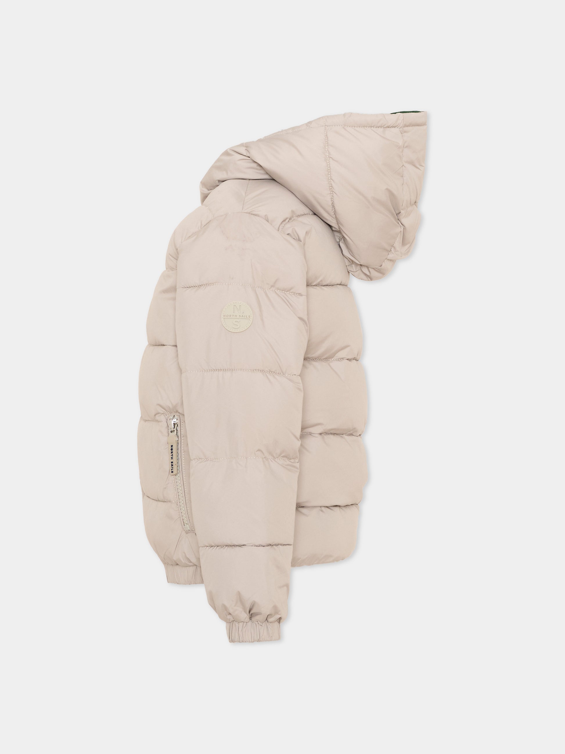 Piumino beige per bambino reversibile con cappuccio,North Sails,NBA26062PI BEIGE CHINO