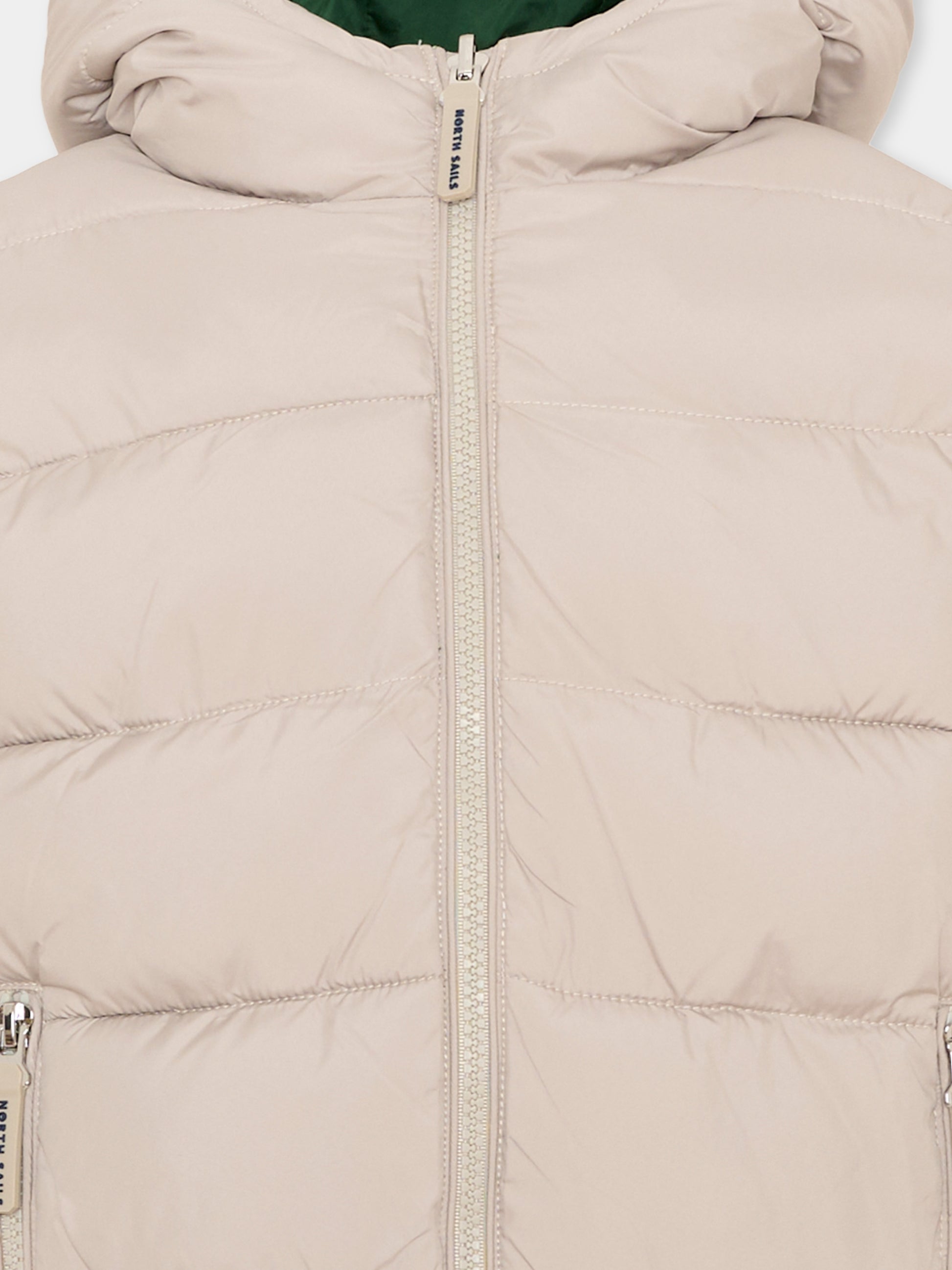 Piumino beige per bambino reversibile con cappuccio,North Sails,NBA26062PI BEIGE CHINO