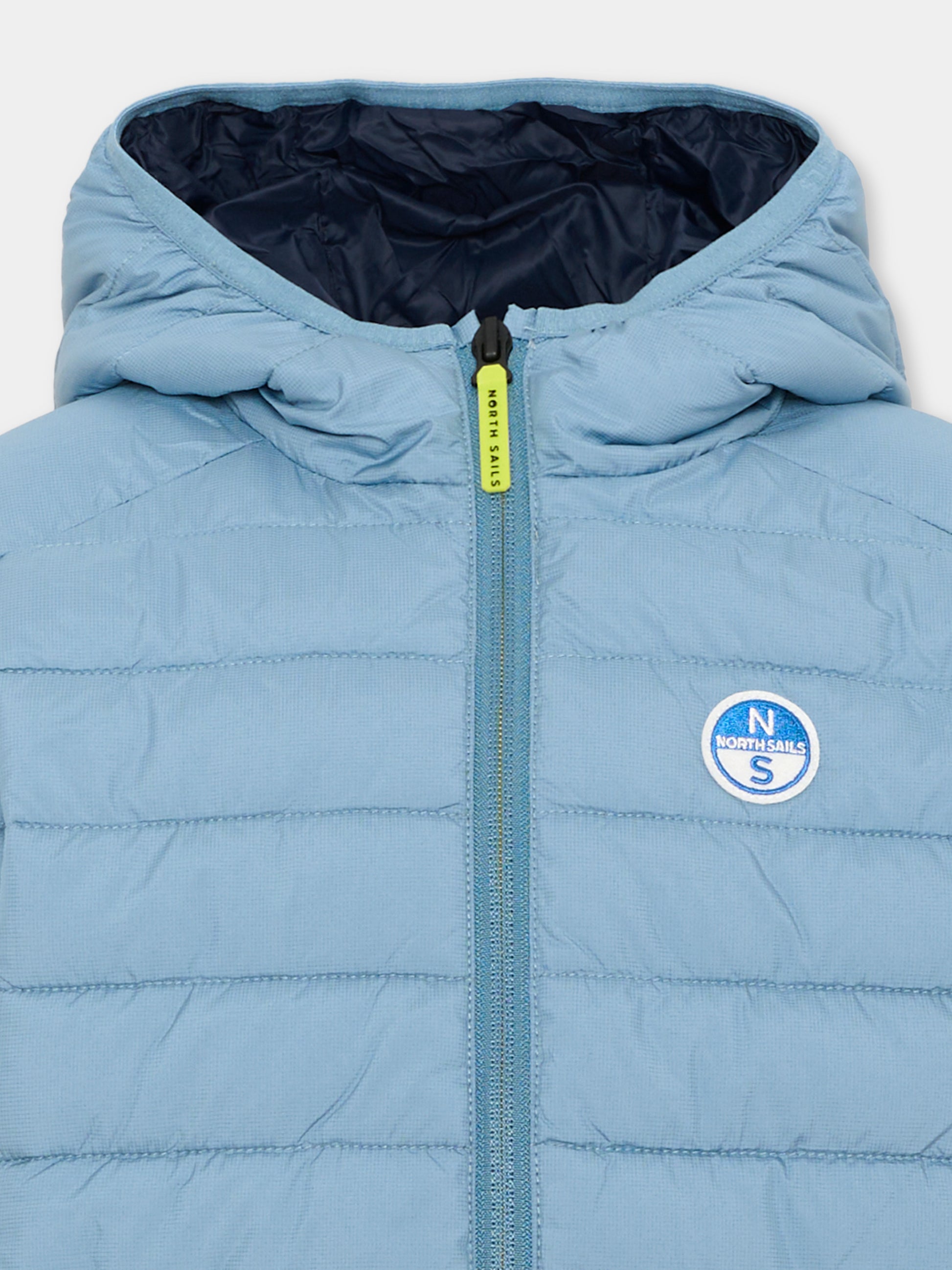 Piumino azzurro per bambino con cappuccio,North Sails,NBA26072PI BLUE STEEL