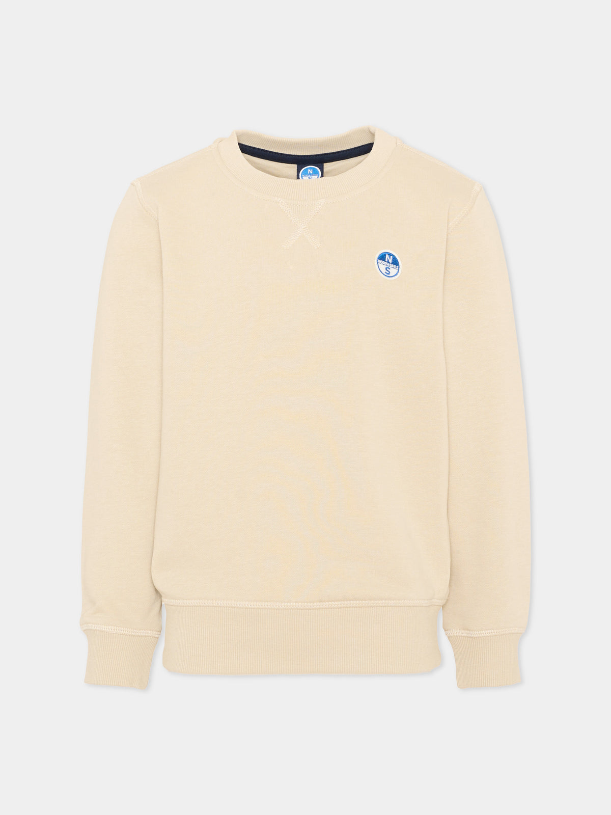 Felpa girocollo beige per bambino con logo,North Sails,NBA26079FE WINTER ROPE