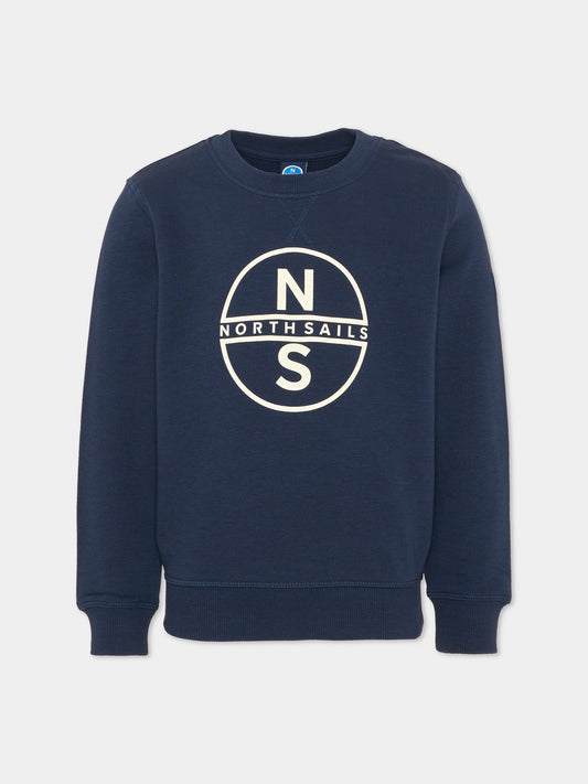 Felpa girocollo blu per bambino con logo,North Sails,NBA26003FE BLUE NAVY