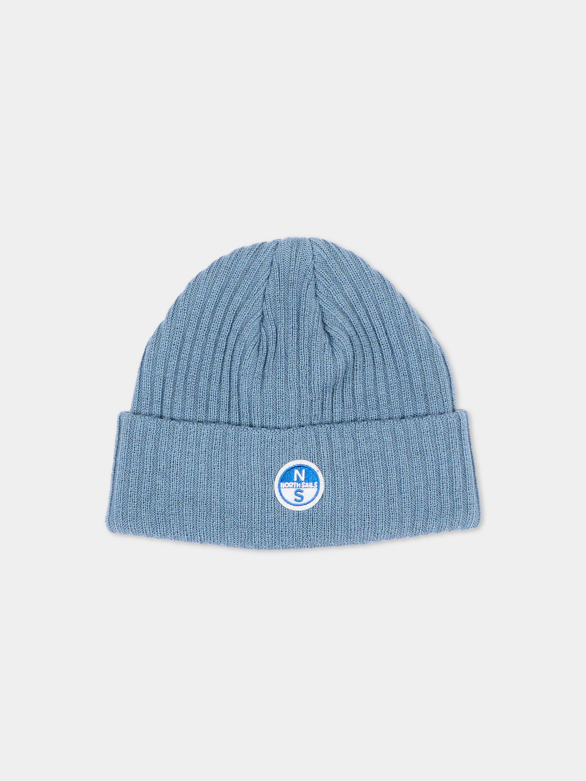 Berretto celeste per bambino con logo,North Sails,NBA26096HA BLUE STEEL