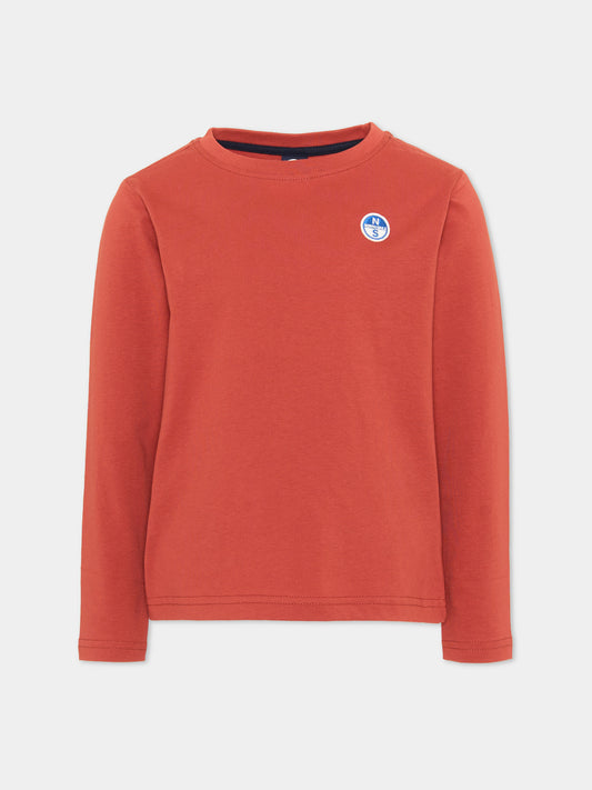 T-shirt a manica lunga rosso mattone per bambino con logo,North Sails,NBA26089TS TANDOORI SPICE