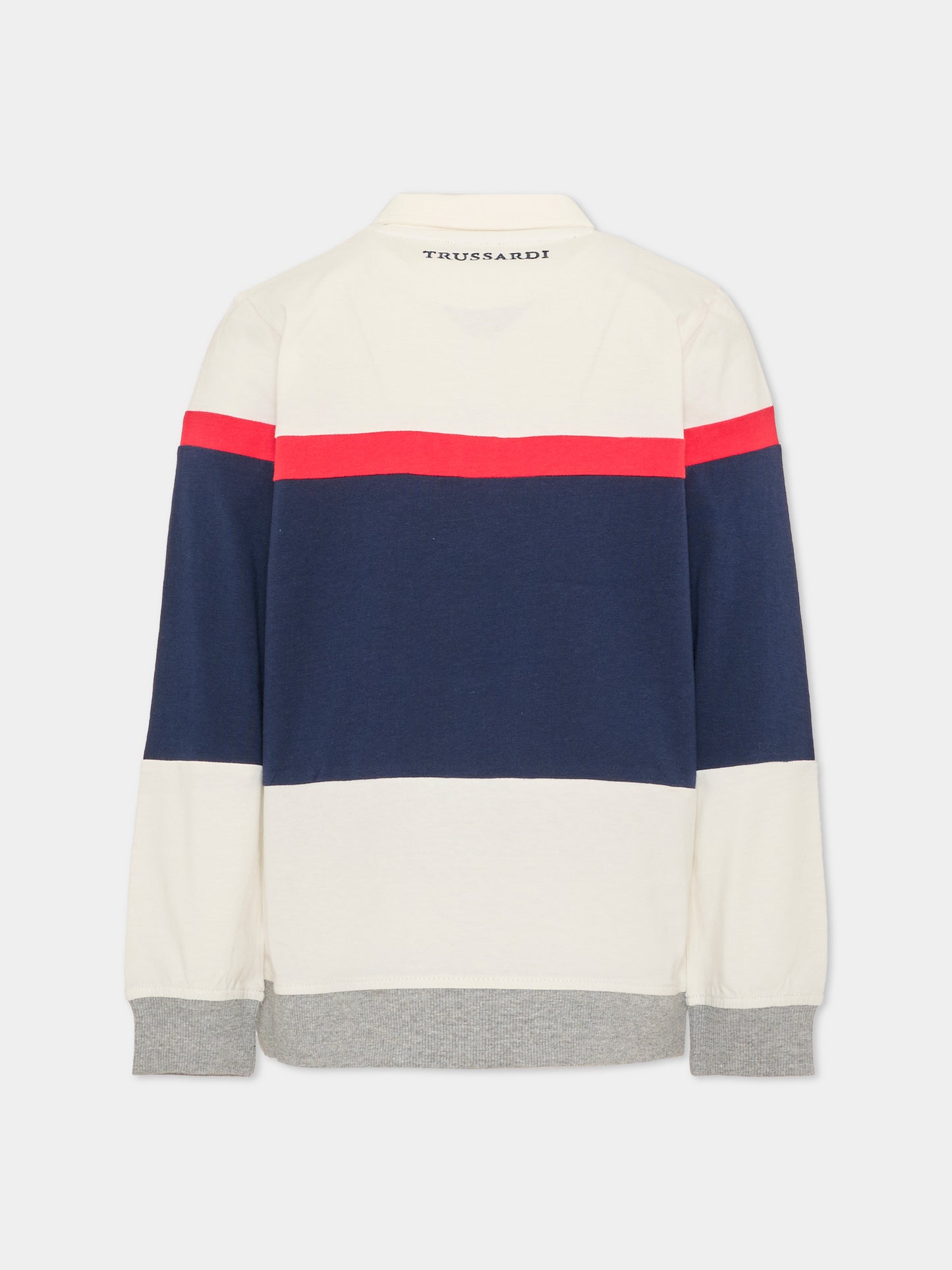 Polo a manica lunga avorio per bambino con levriero,Trussardi Junior,TIA26035PO O-WHT/RC/B OFF-WHITE